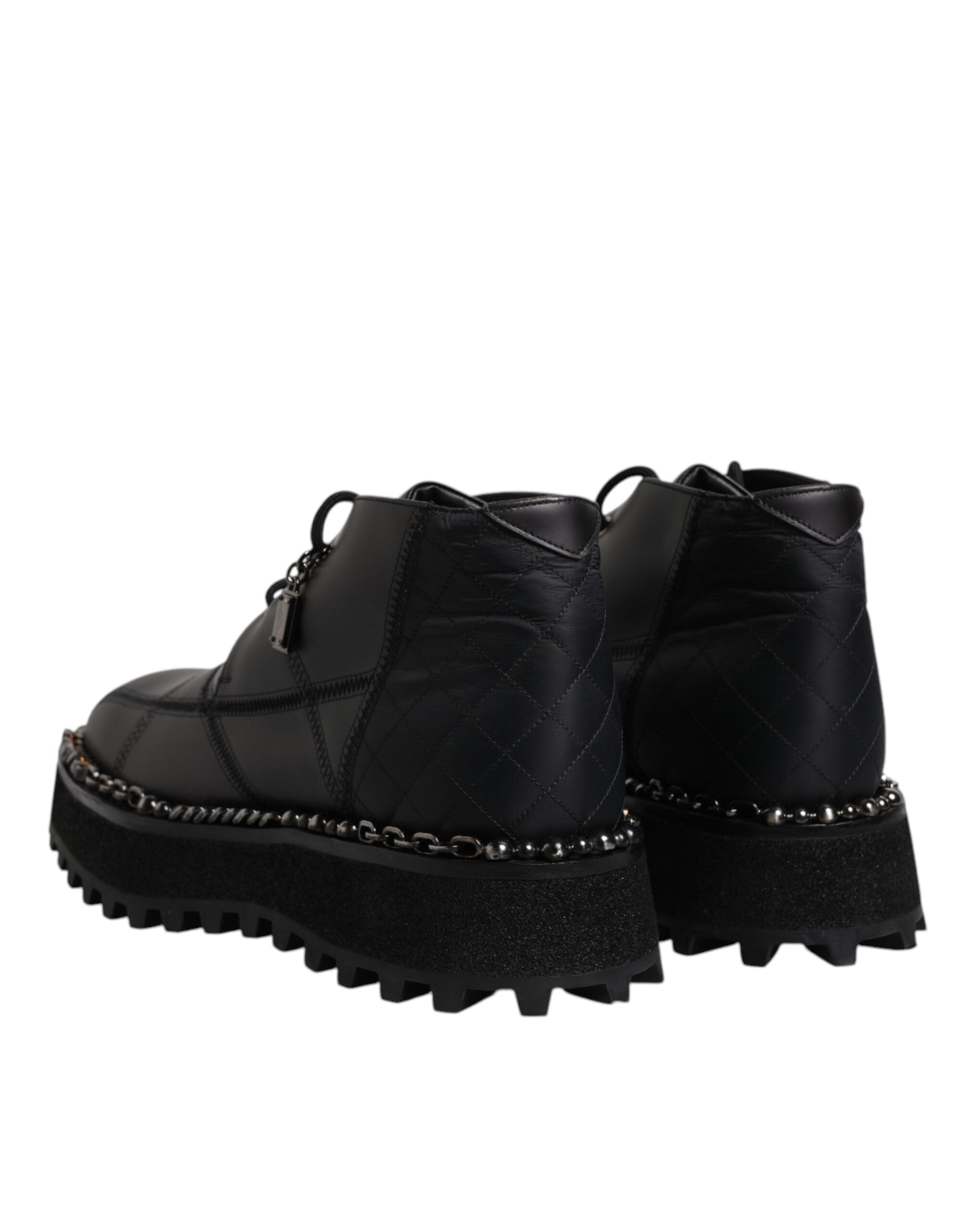 Dolce & Gabbana – Schwarze Ankle Boots aus Leder mit Schnürung