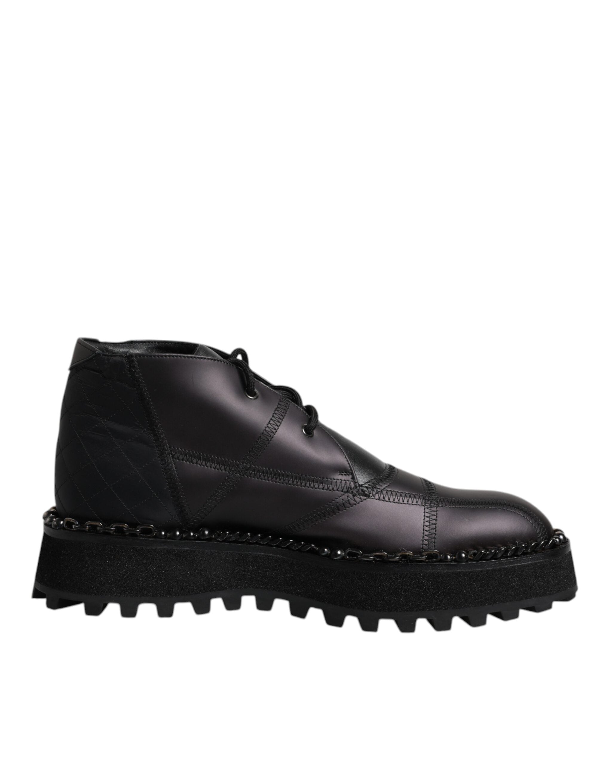 Dolce & Gabbana – Schwarze Ankle Boots aus Leder mit Schnürung