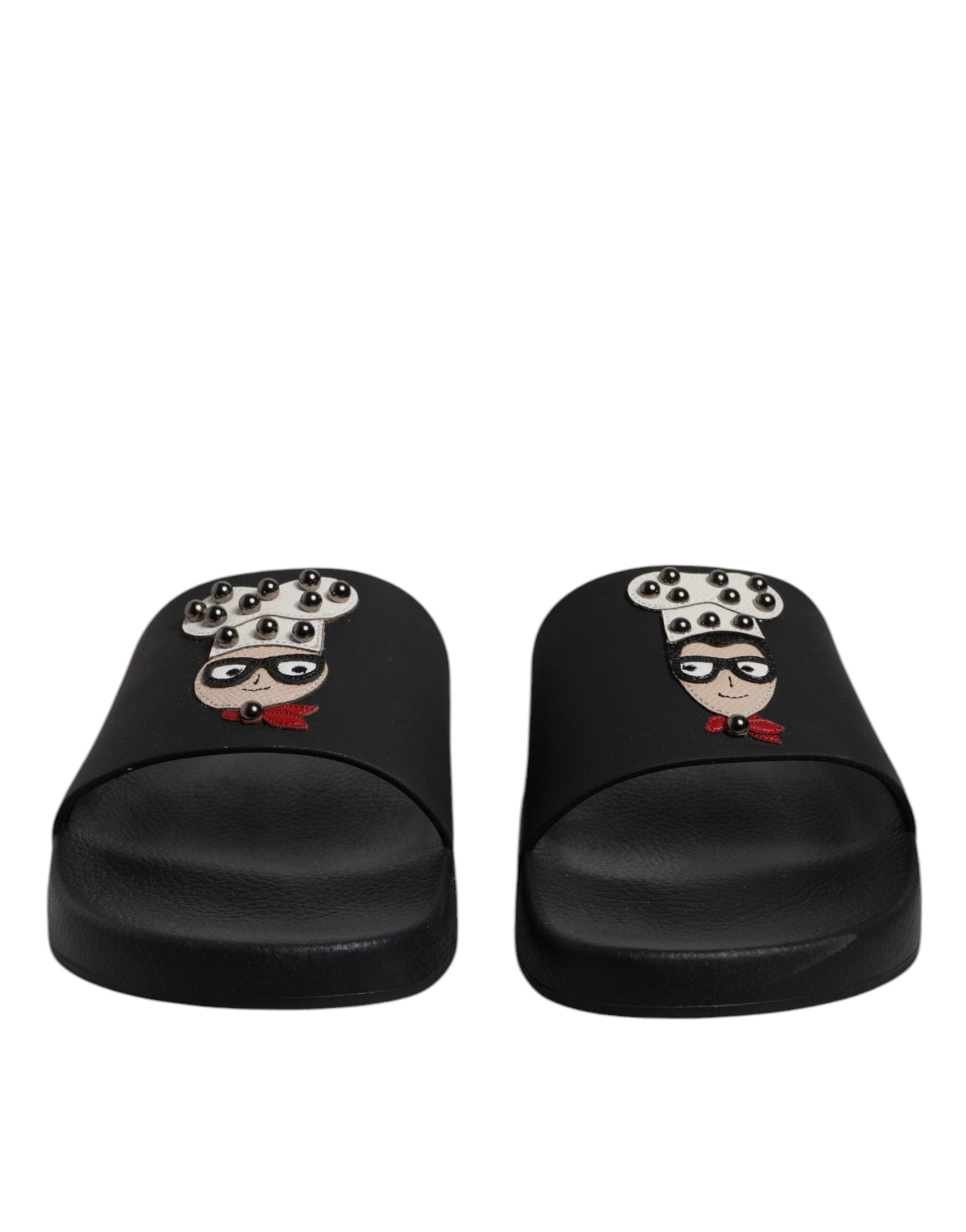 Dolce & Gabbana Schwarze Leder-Sandalen, Strandschuhe