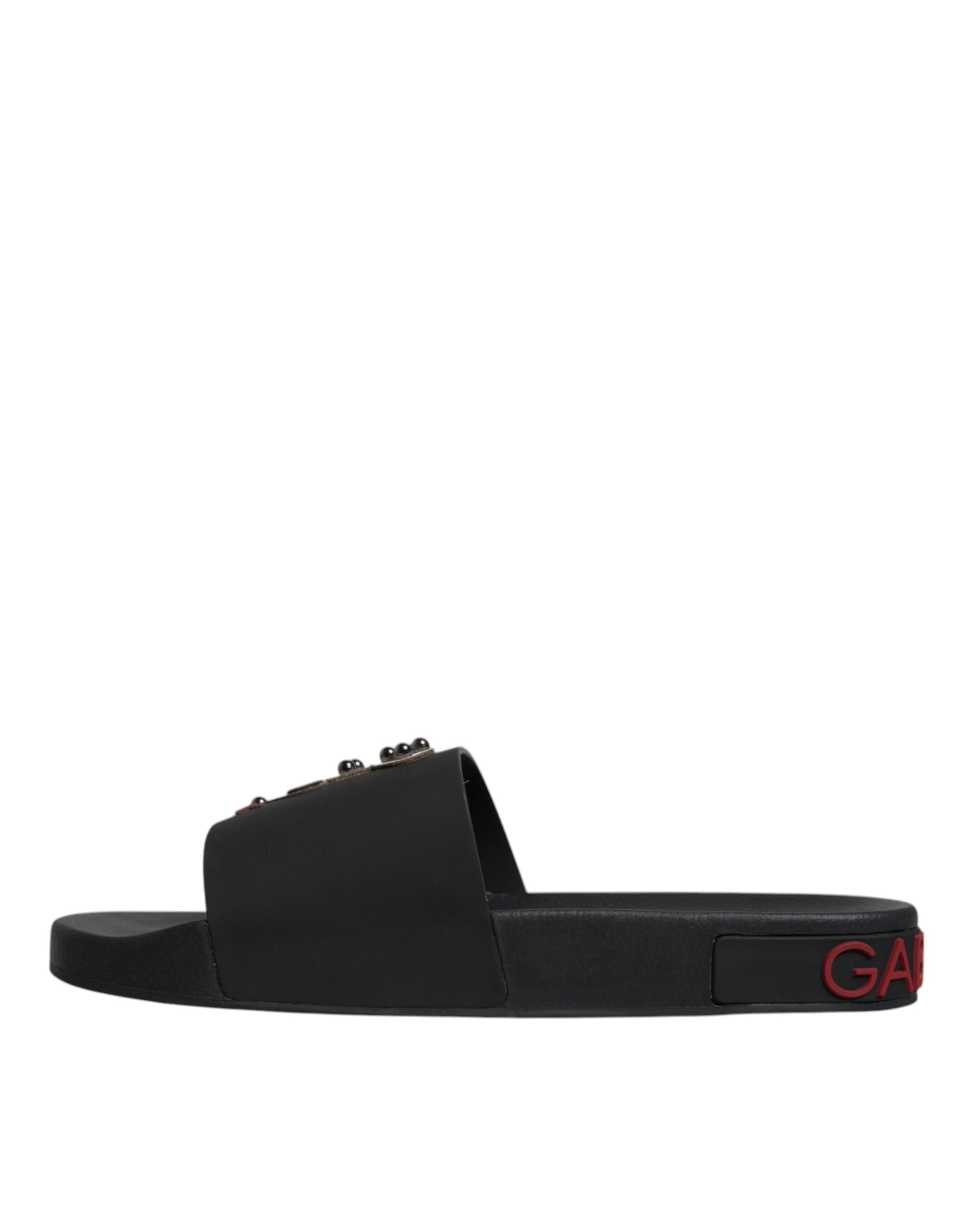 Dolce & Gabbana Schwarze Leder-Sandalen, Strandschuhe