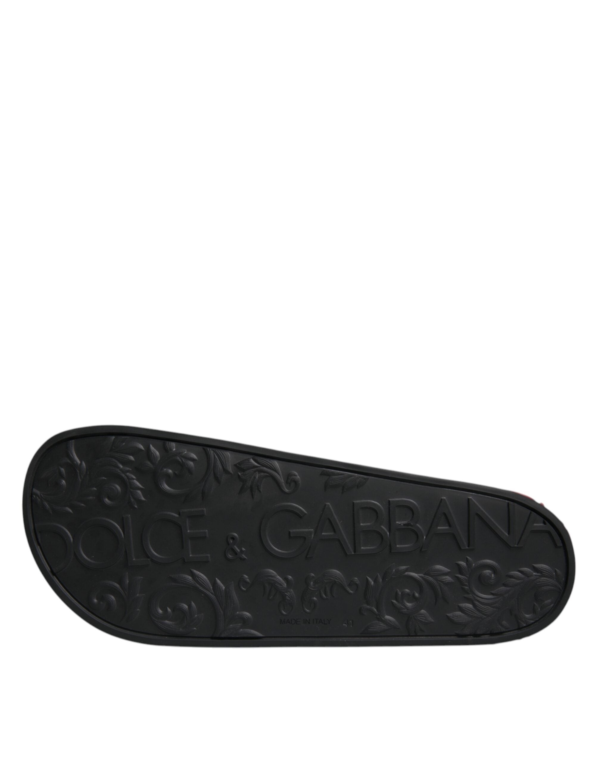 Dolce & Gabbana Schwarze Leder-Sandalen, Strandschuhe