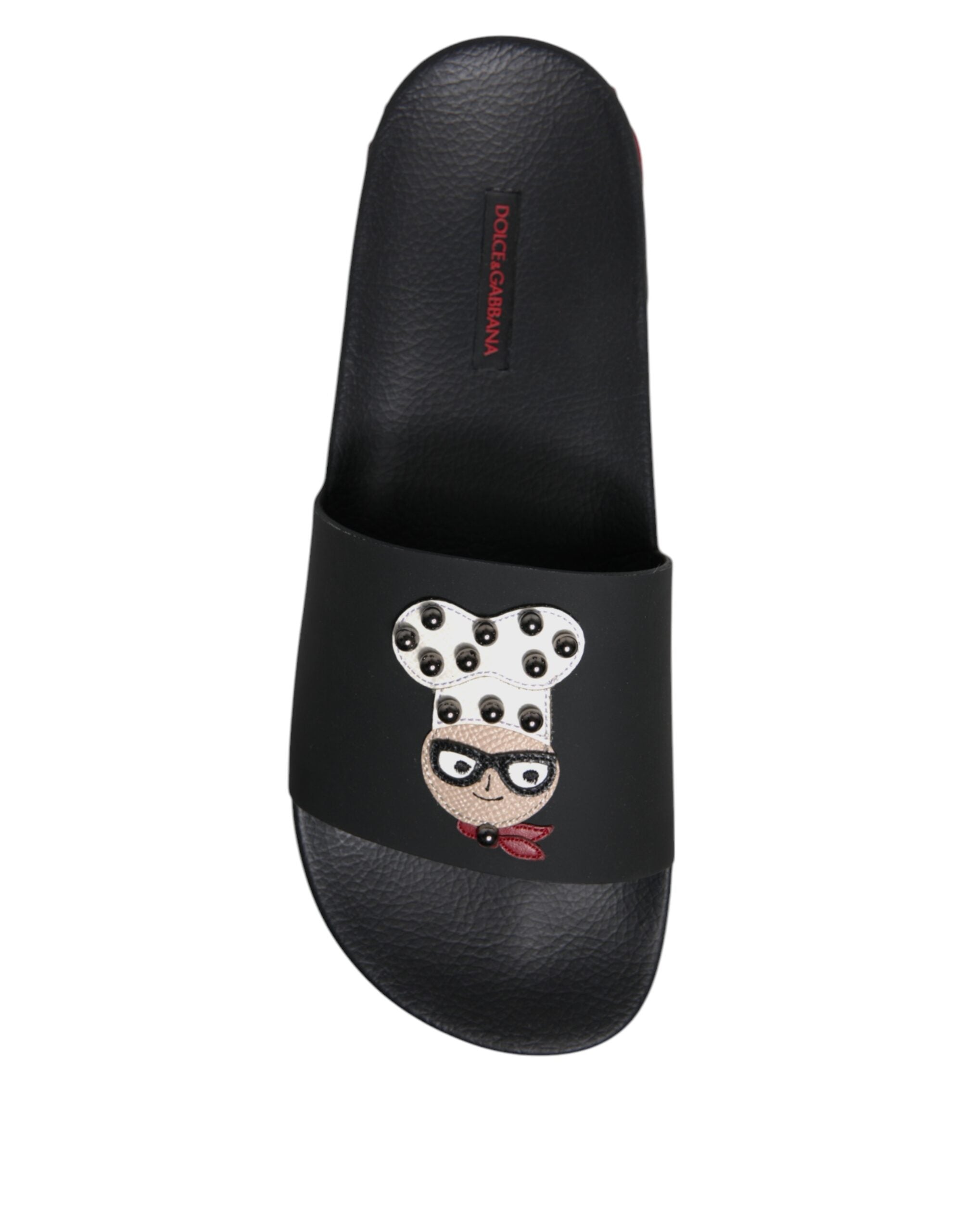 Dolce & Gabbana Schwarze Leder-Sandalen, Strandschuhe