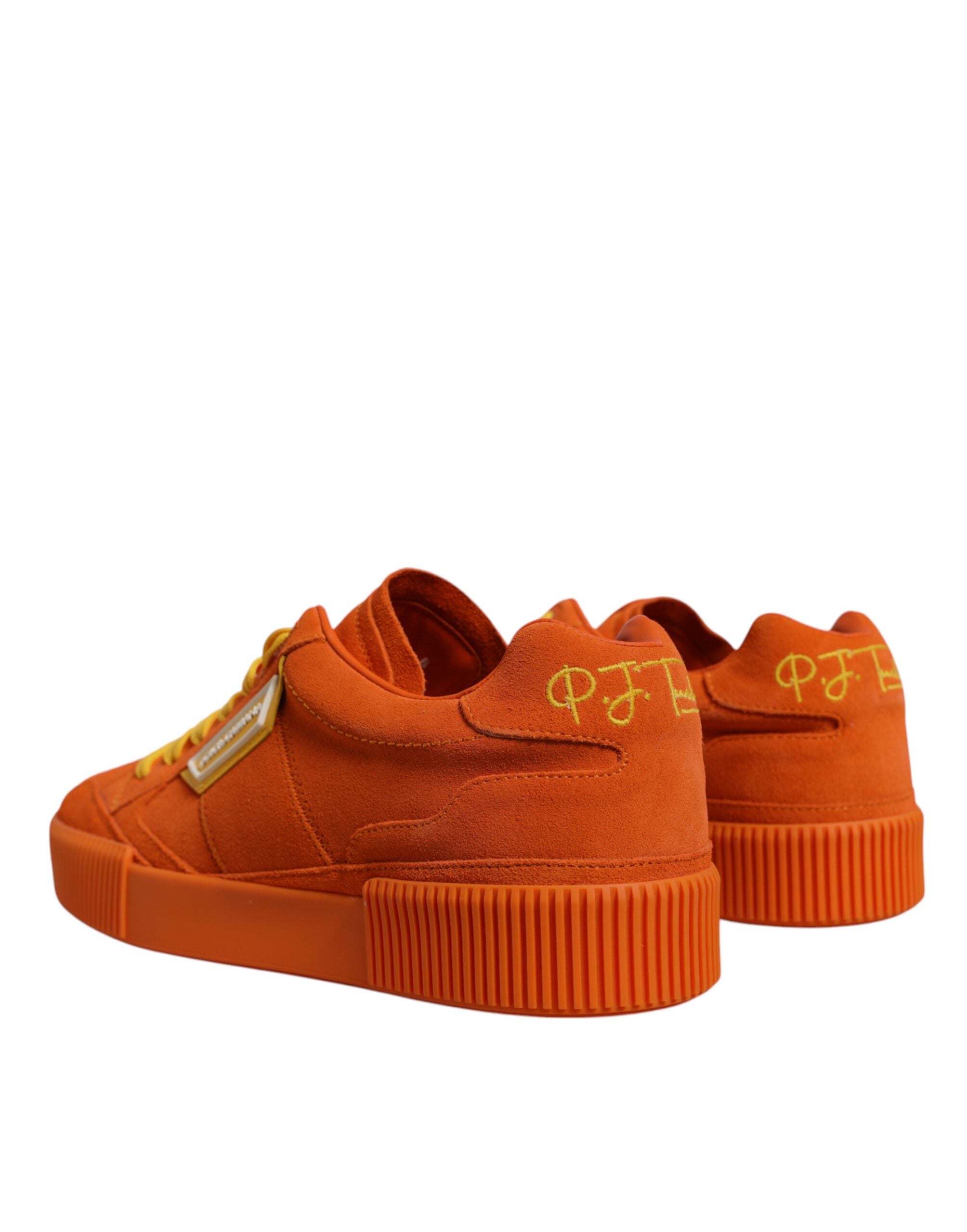 Dolce & Gabbana Orange Miami Leder Low Top Sneakers Schuhe