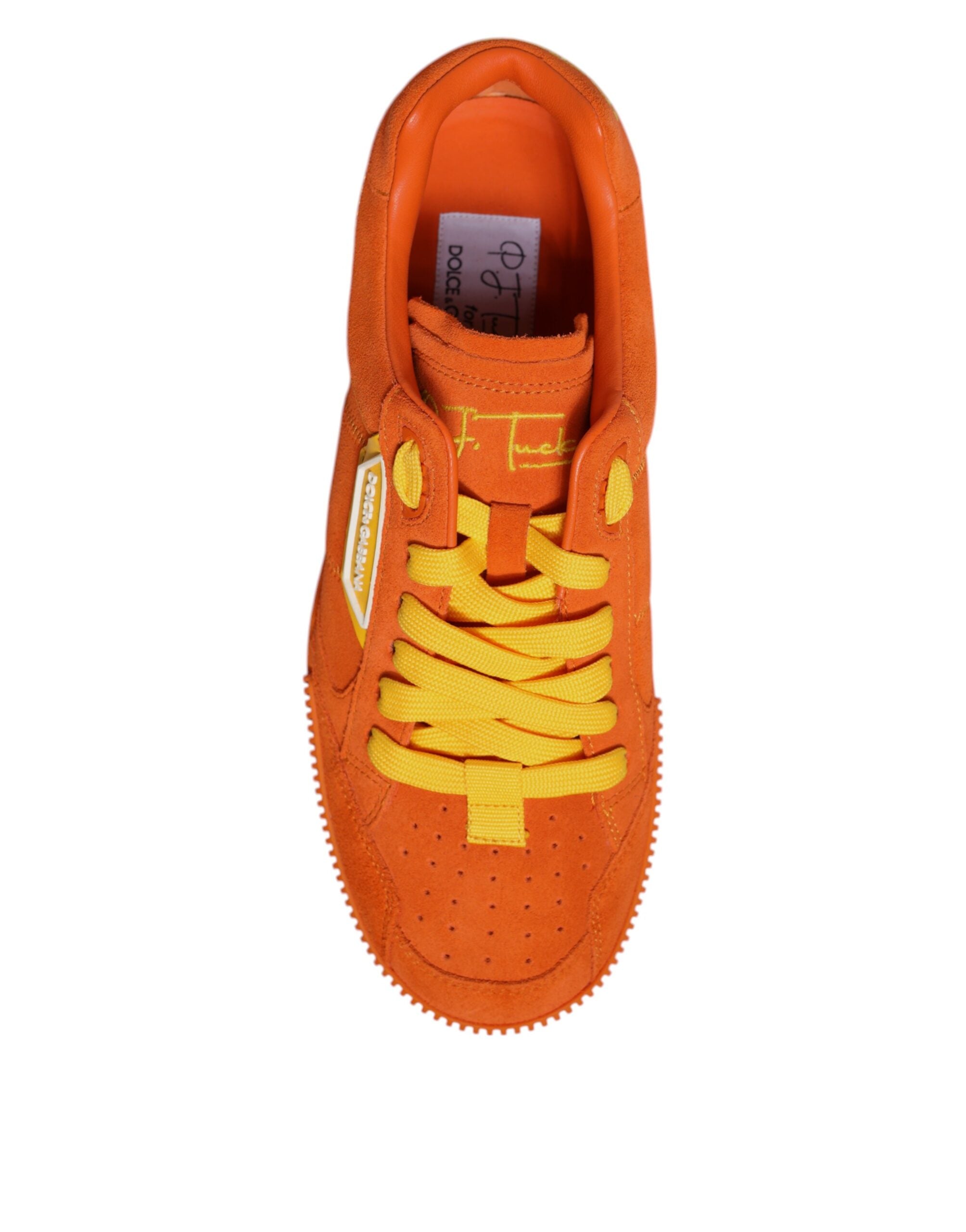 Dolce & Gabbana Orange Miami Leder Low Top Sneakers Schuhe