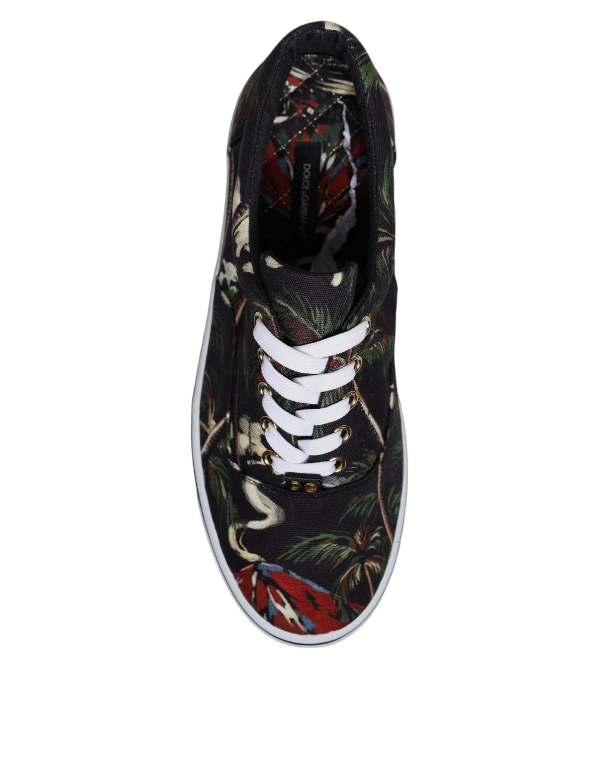 Dolce & Gabbana – Schwarze Sneakers mit tropischem Print