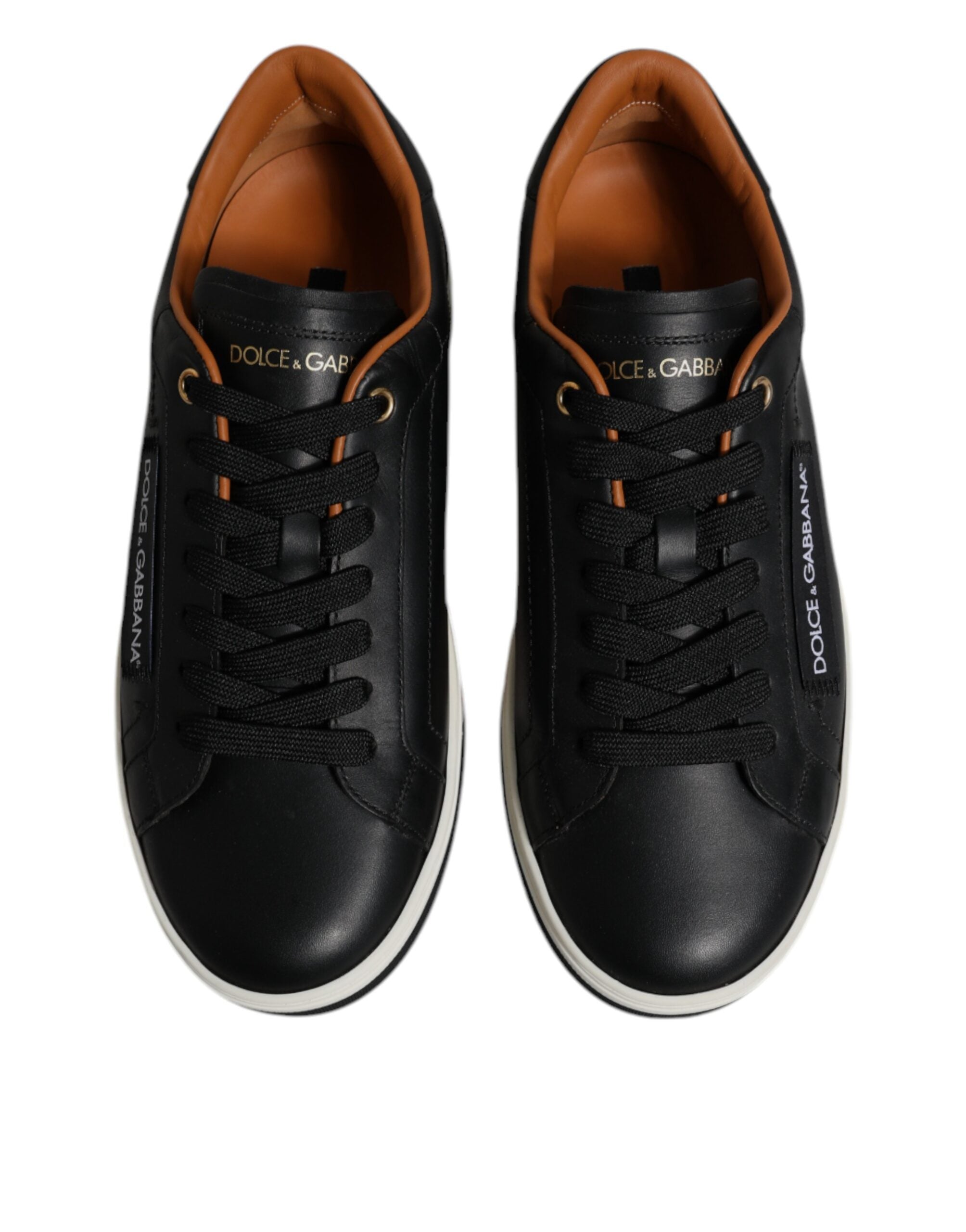 Dolce & Gabbana Schwarze Leder Low Top Herren Sneakers Schuhe