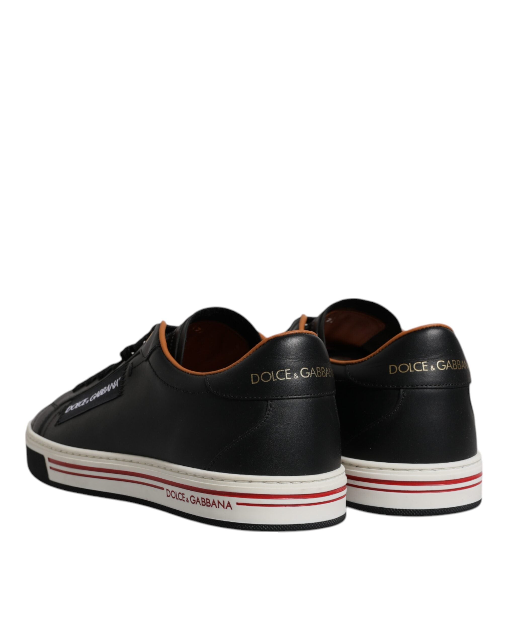 Dolce & Gabbana Schwarze Leder Low Top Herren Sneakers Schuhe