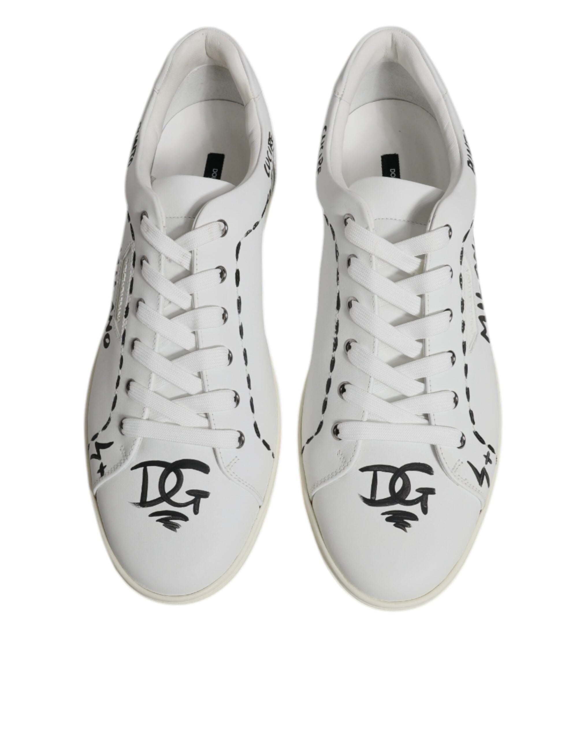 Dolce & Gabbana Weiße Milano-Sneakers aus Leder mit niedrigem Schaft