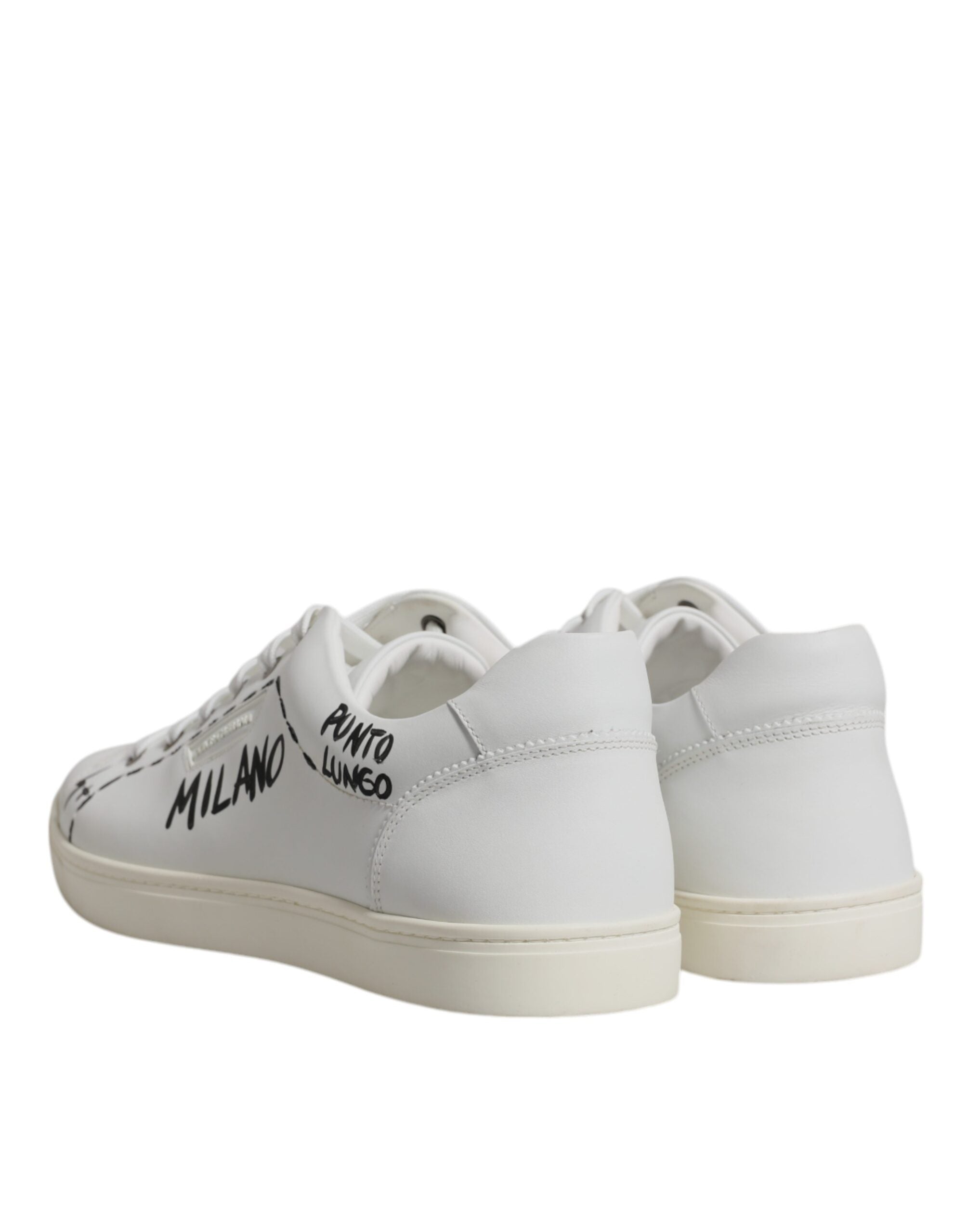 Dolce & Gabbana Weiße Milano-Sneakers aus Leder mit niedrigem Schaft