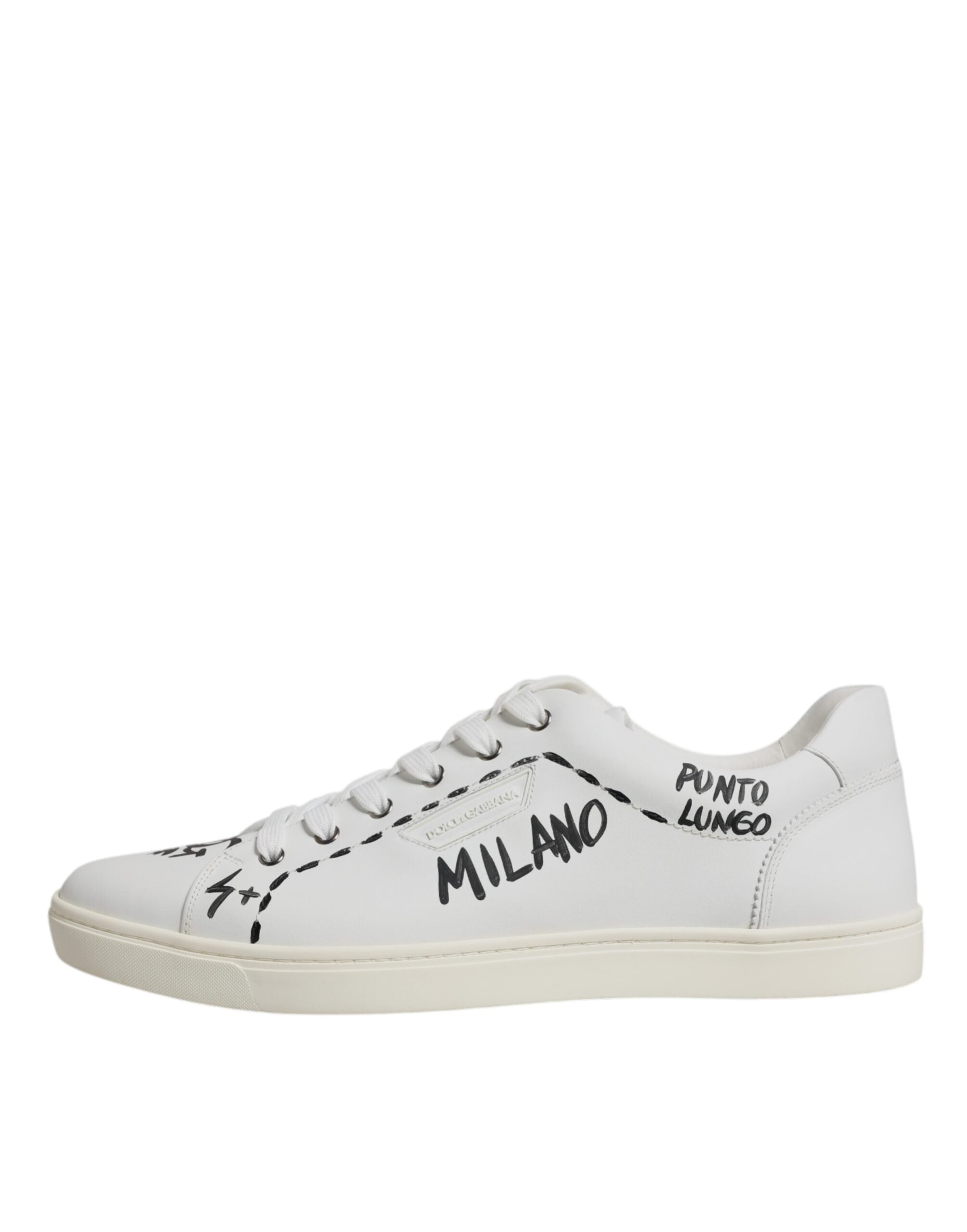 Dolce & Gabbana Weiße Milano-Sneakers aus Leder mit niedrigem Schaft