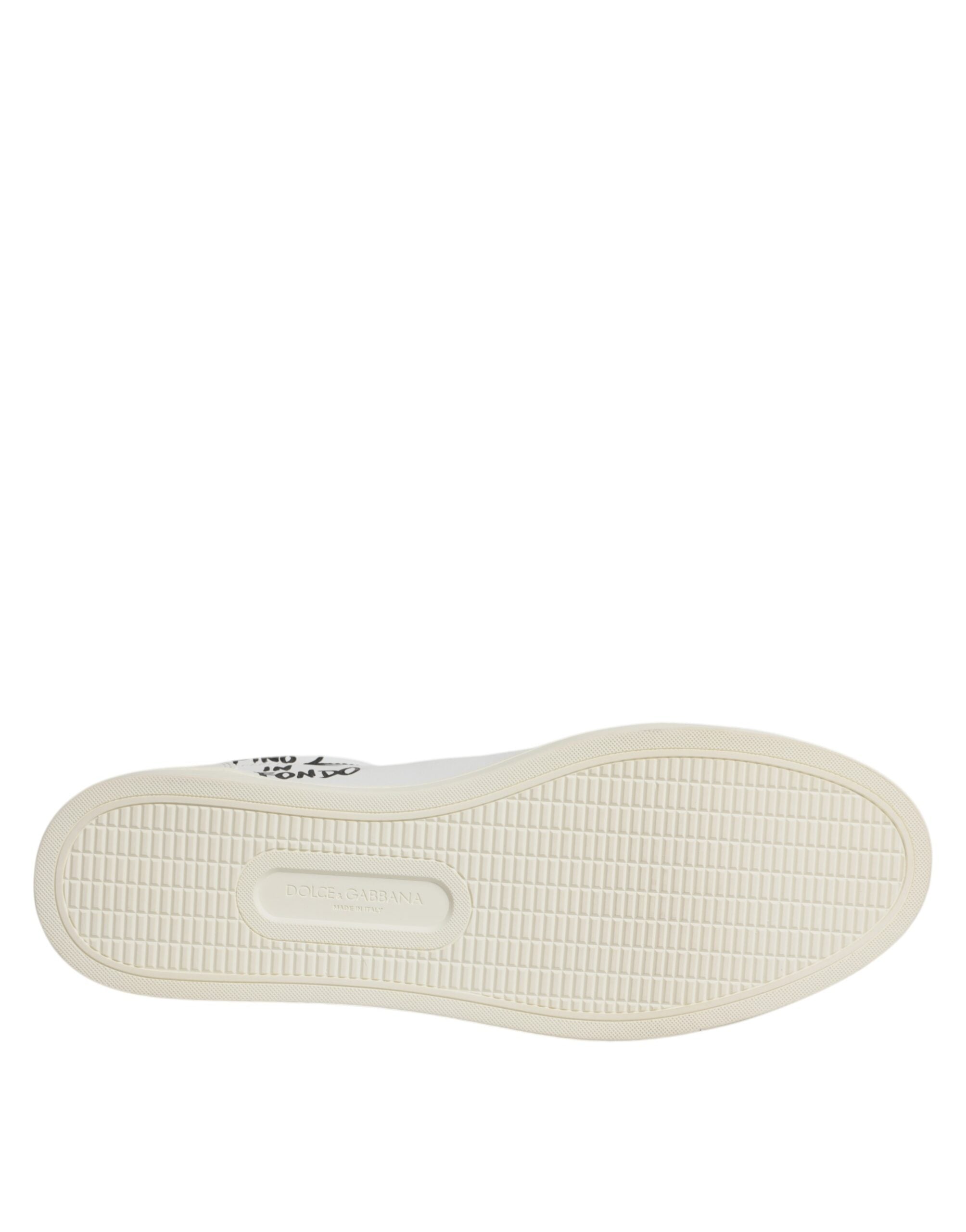 Dolce & Gabbana Weiße Milano-Sneakers aus Leder mit niedrigem Schaft