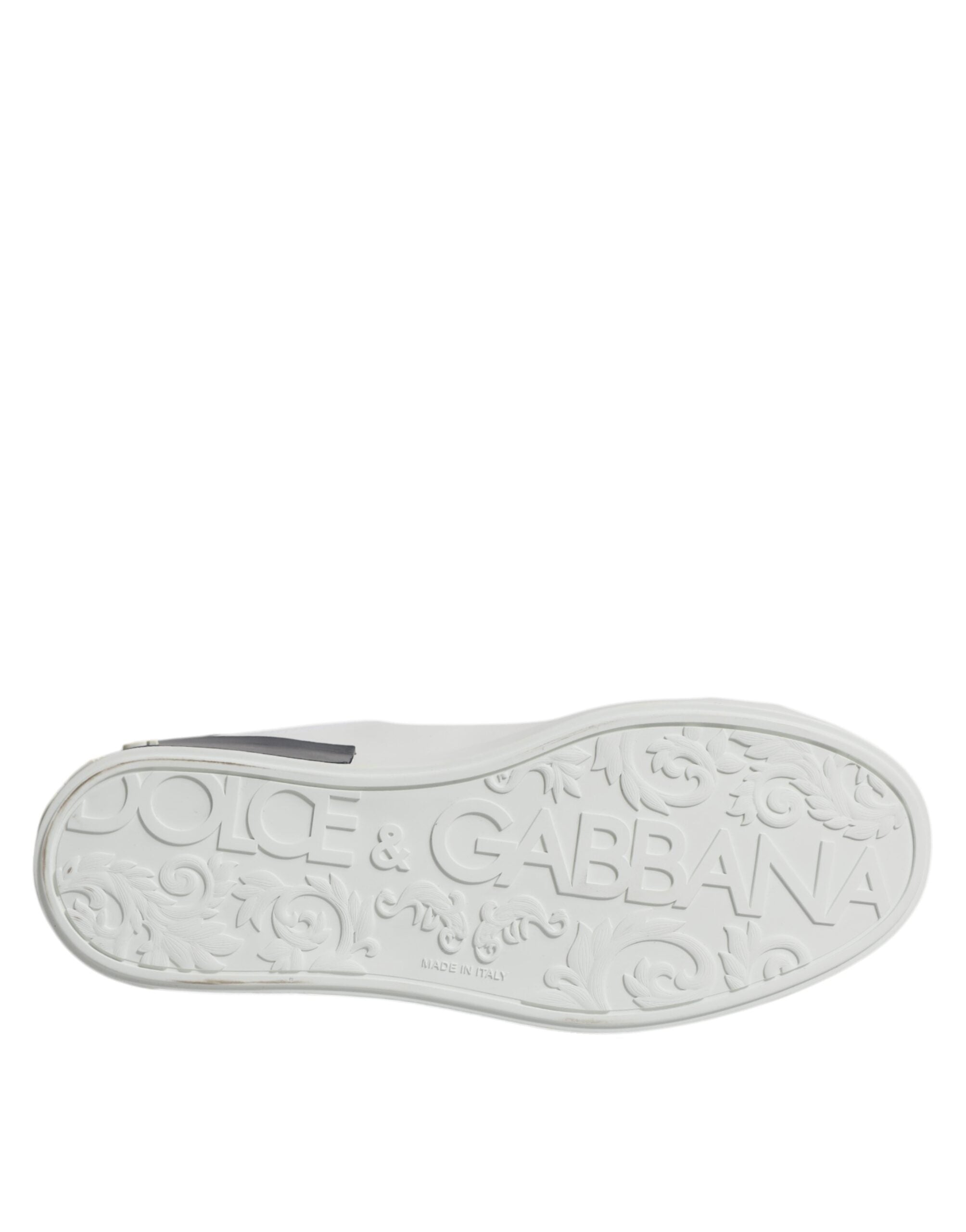 Dolce & Gabbana Weiß Schwarz Leder Portofino Sneakers Schuhe
