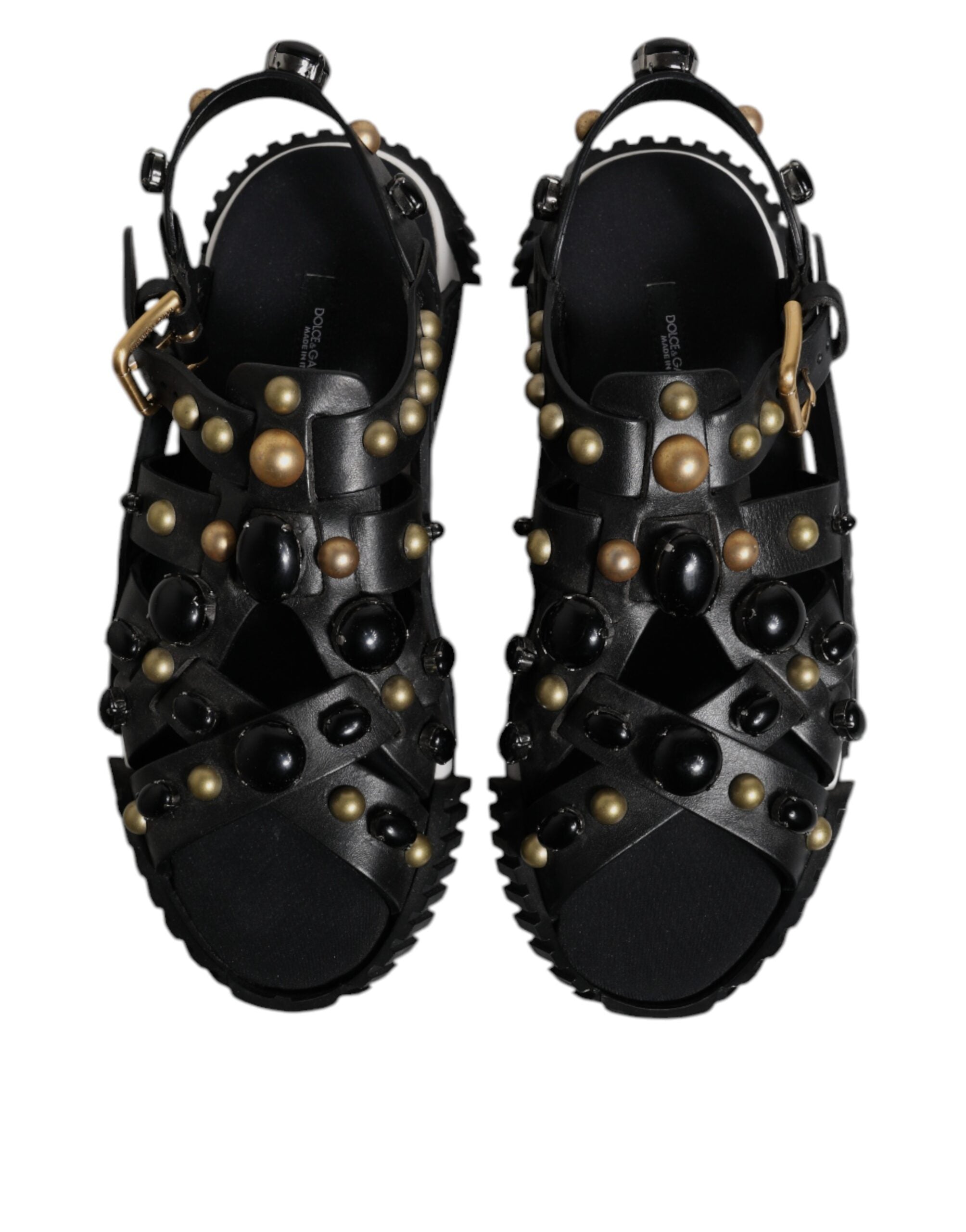 Dolce & Gabbana – Sandalen mit Nieten aus schwarzem Leder