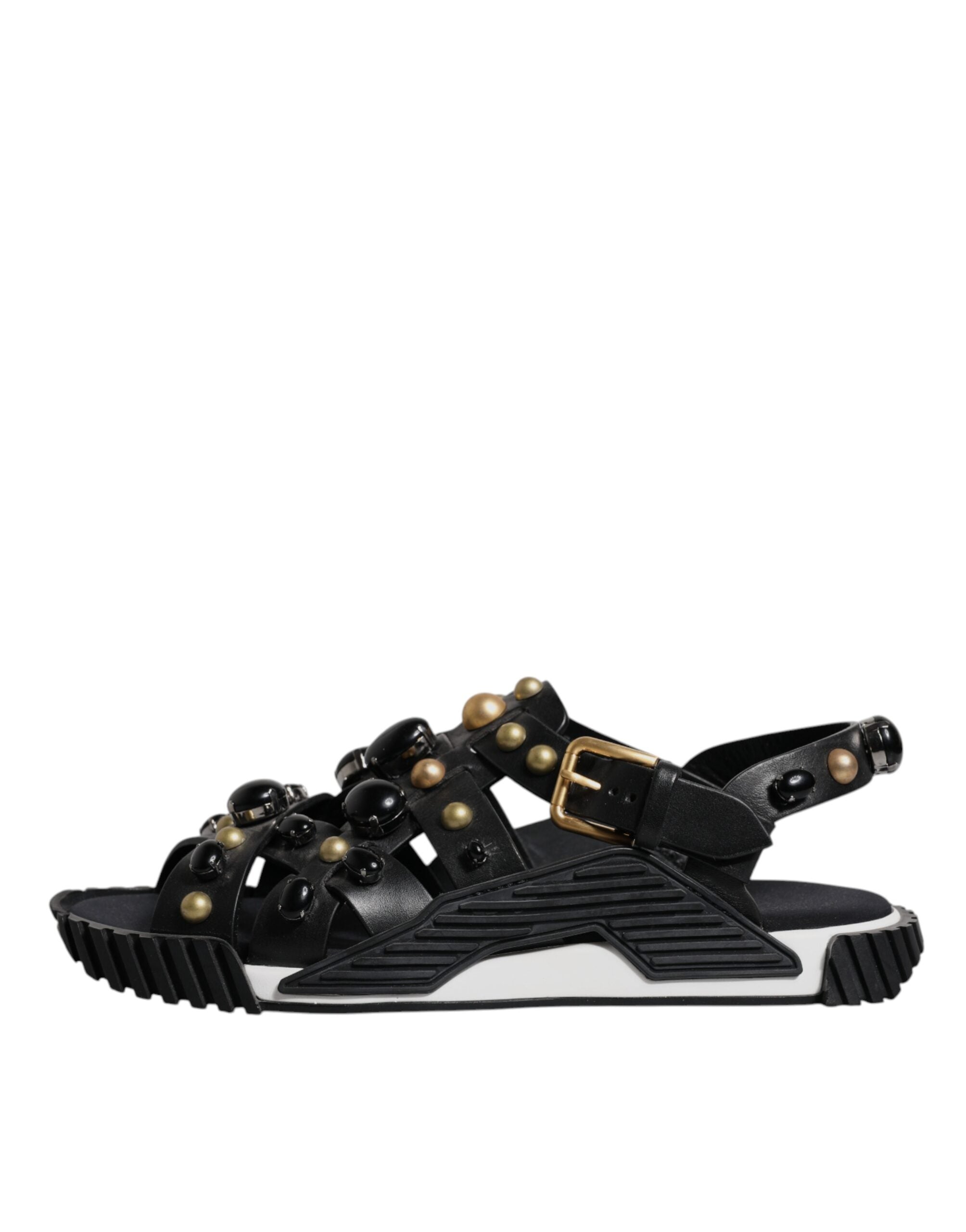 Dolce & Gabbana – Sandalen mit Nieten aus schwarzem Leder