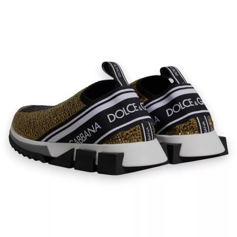 Dolce & Gabbana Sorrento Sneakers mit goldenen Strasssteinen