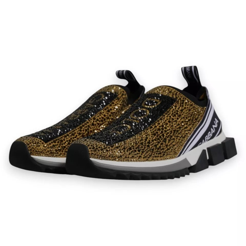 Dolce & Gabbana Sorrento Sneakers mit goldenen Strasssteinen