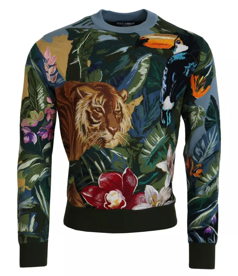 Pulover Dolce & Gabbana cu logo din lână și mătase Jungle