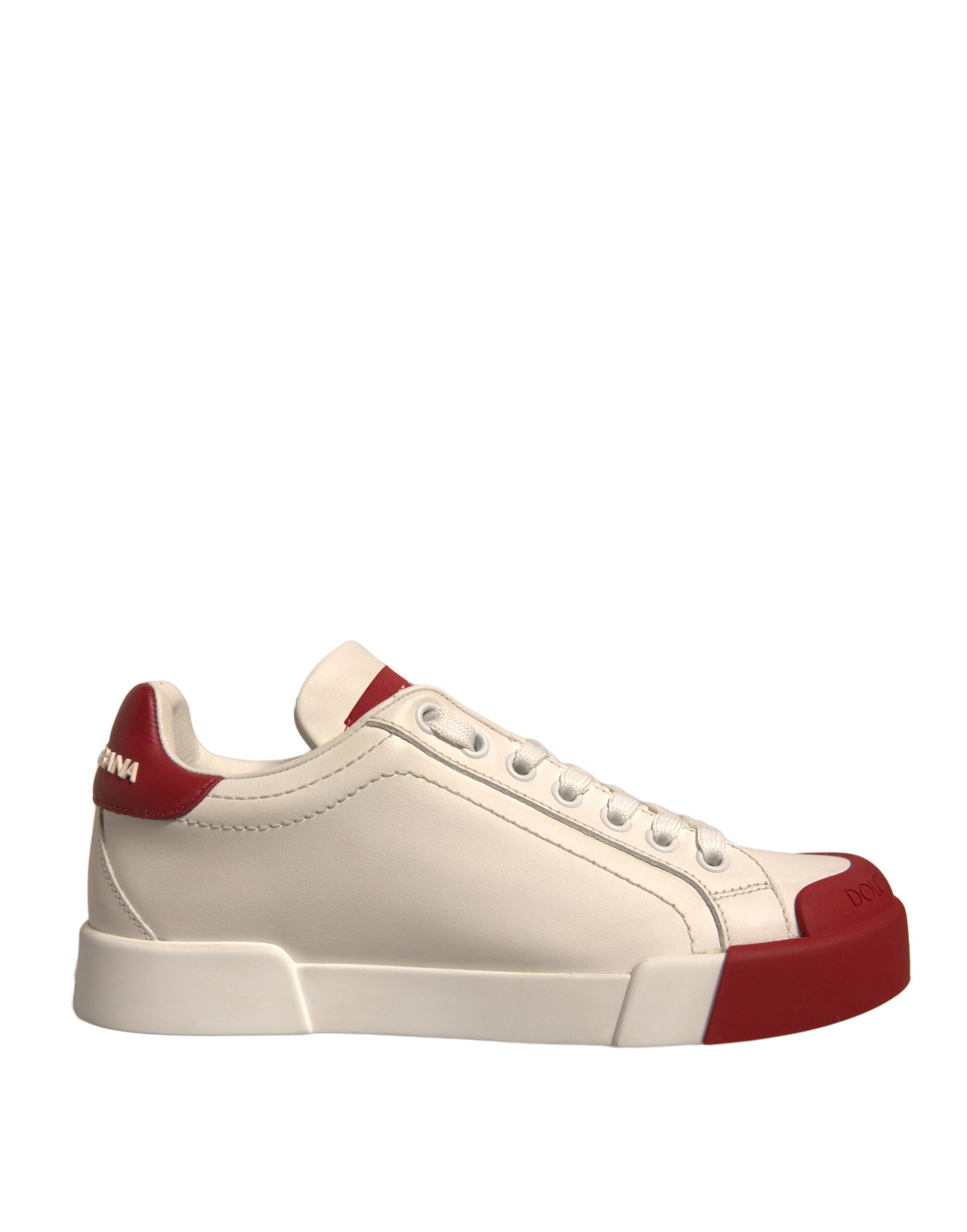 Dolce & Gabbana Shoes Weiße Portofino-Sneaker aus Leder mit Logo