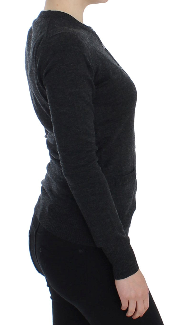Dolce & Gabbana Eleganter grauer Woll-Cardigan