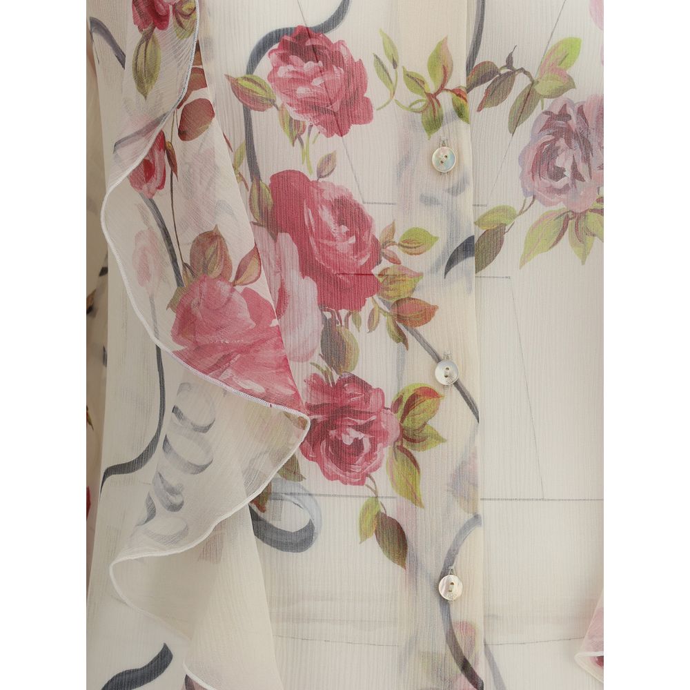 Cămașă din șifon de mătase cu imprimeu floral Blumarine