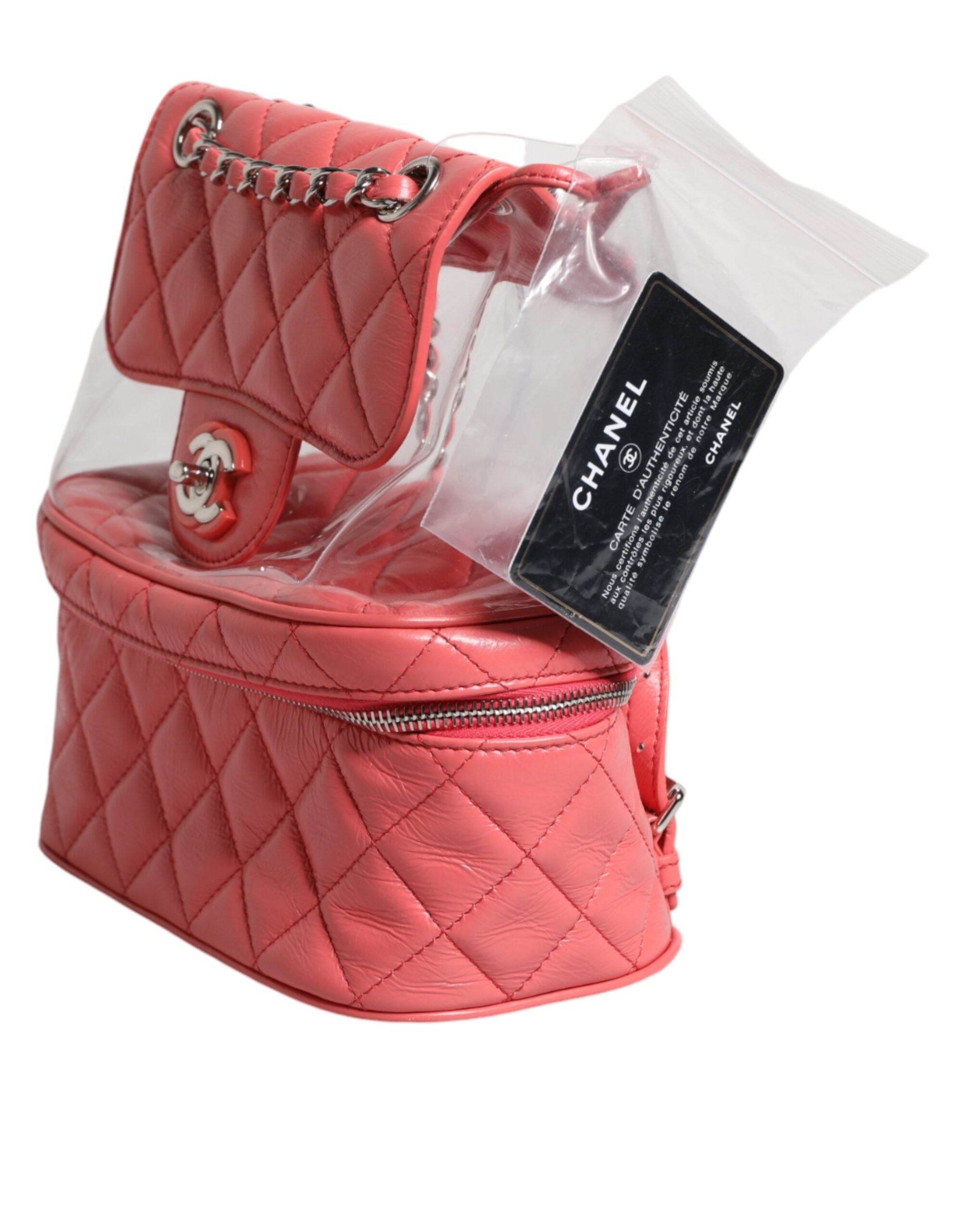 Chanel Pink Vinyl Leder Rucksack Handtasche Tasche