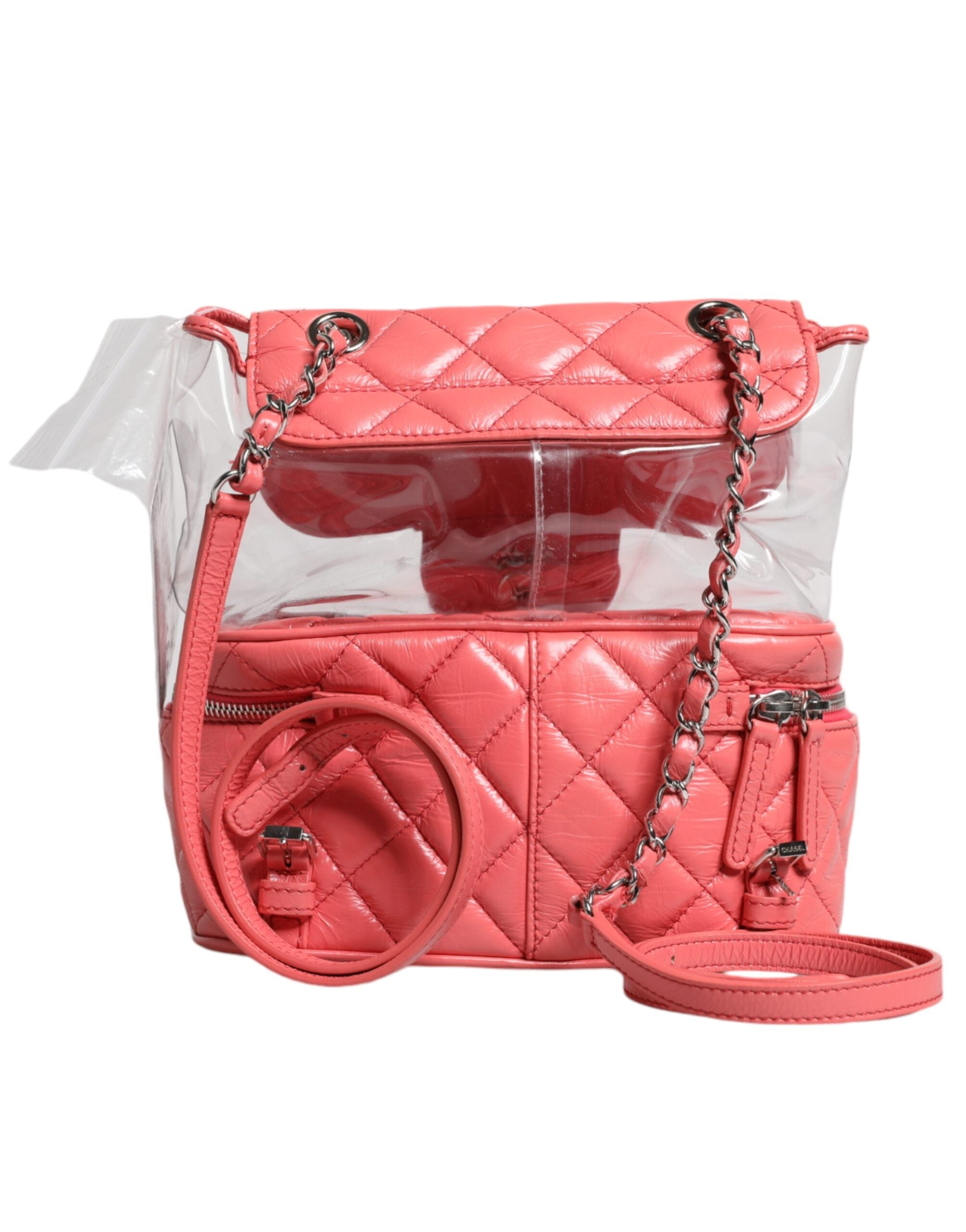 Chanel Pink Vinyl Leder Rucksack Handtasche Tasche