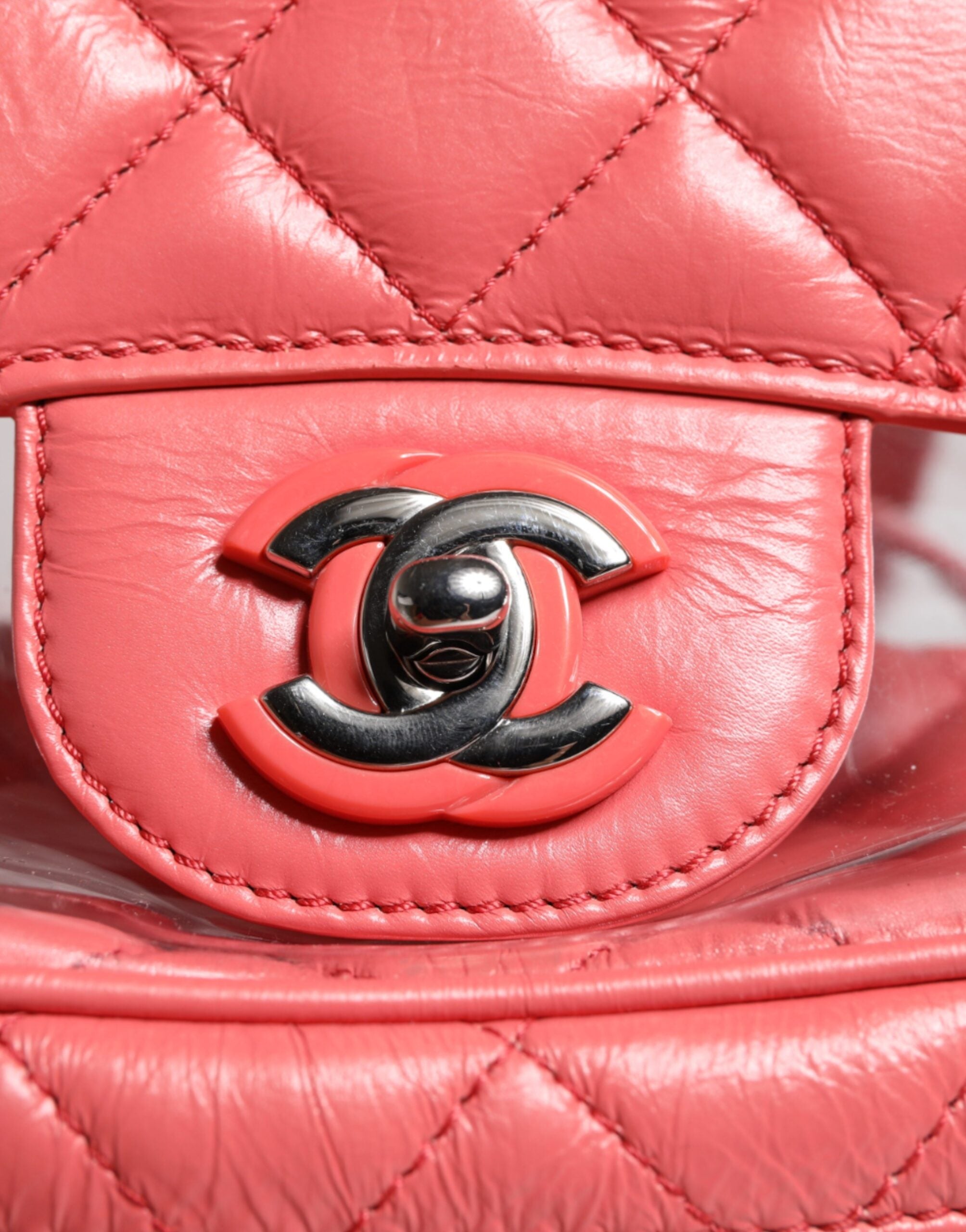 Chanel Pink Vinyl Leder Rucksack Handtasche Tasche
