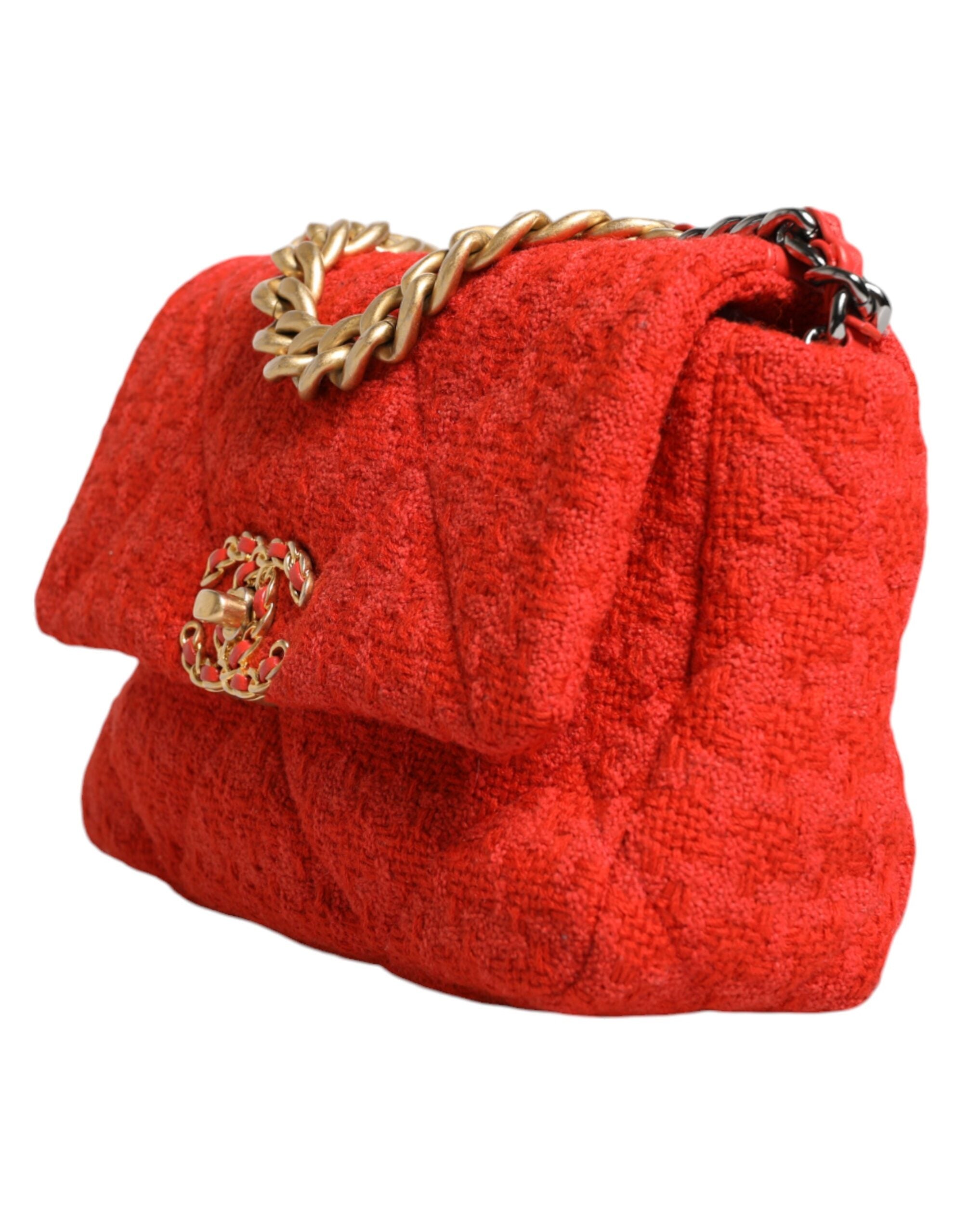 Chanel Red Tweed 2WAY Hand Chain Medium Umhängetasche