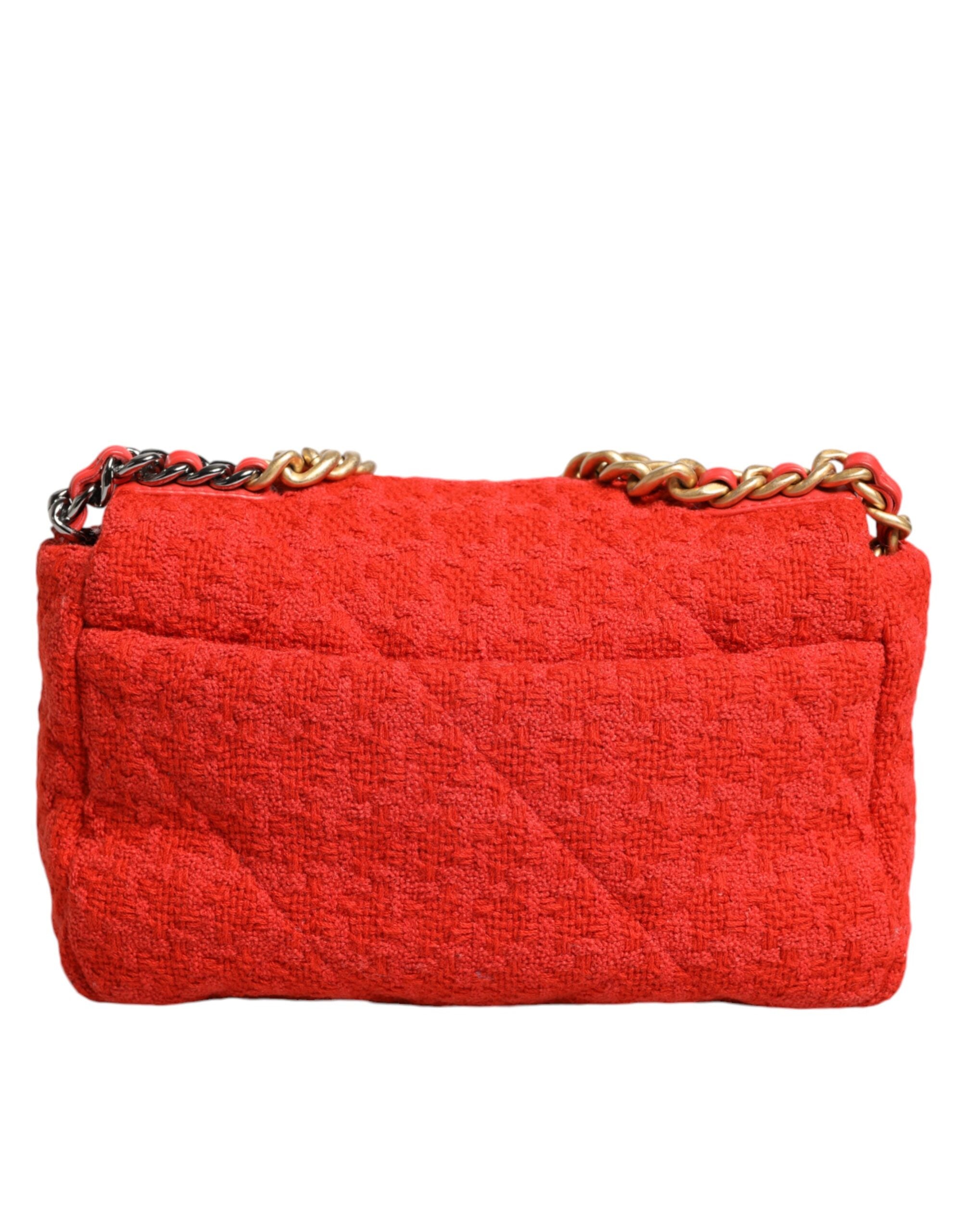 Chanel Red Tweed 2WAY Hand Chain Medium Umhängetasche