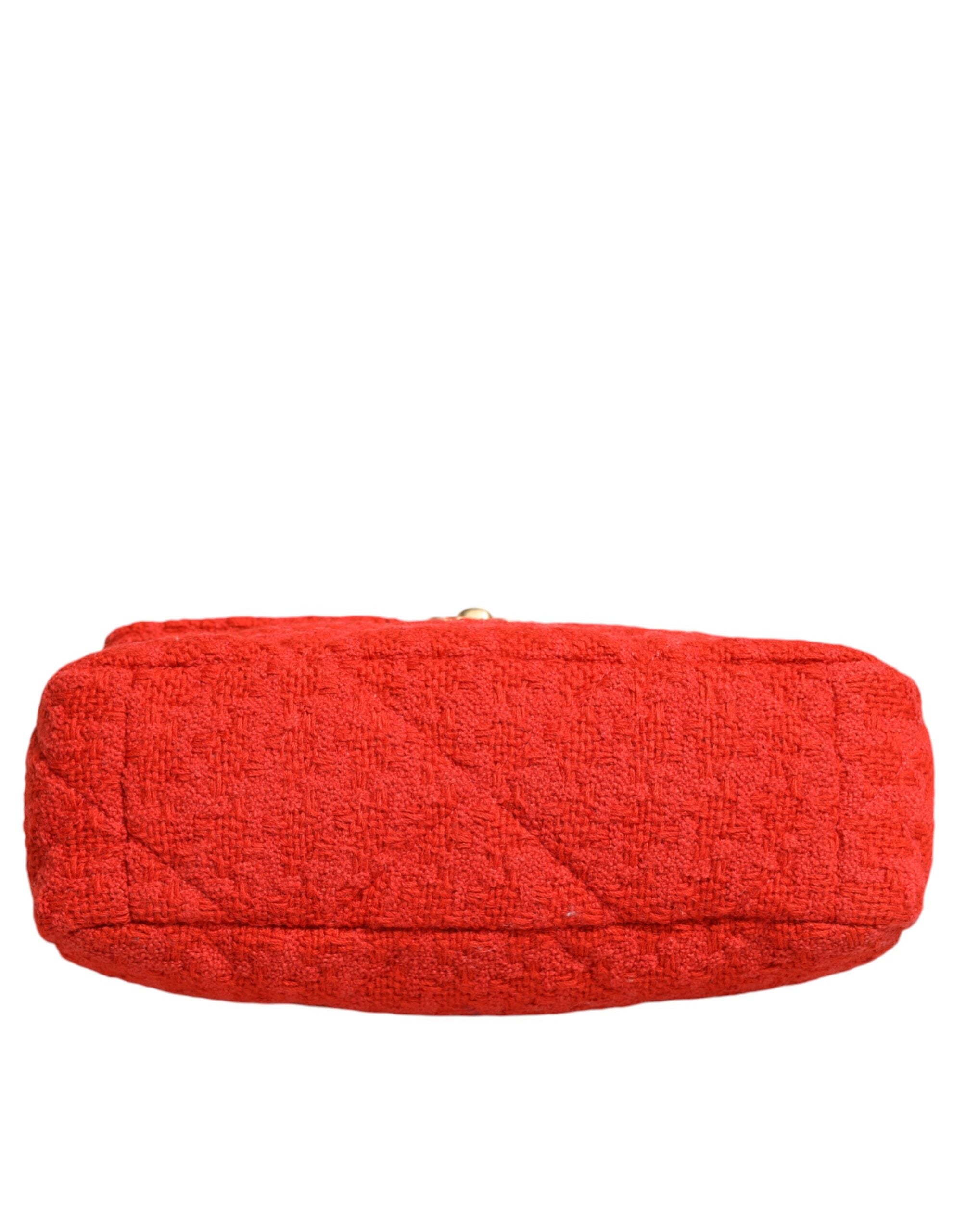 Chanel Red Tweed 2WAY Hand Chain Medium Umhängetasche