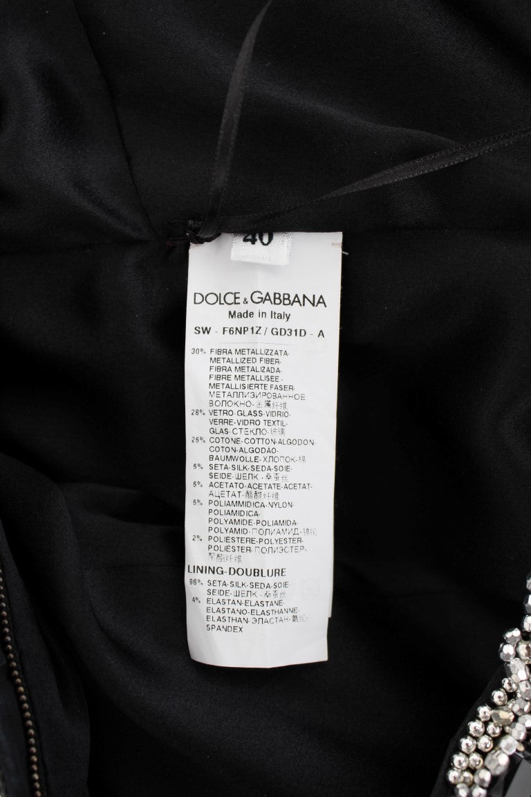 Dolce & Gabbana – Silbernes, mit Kristallen verziertes Etuikleid – Meisterwerk