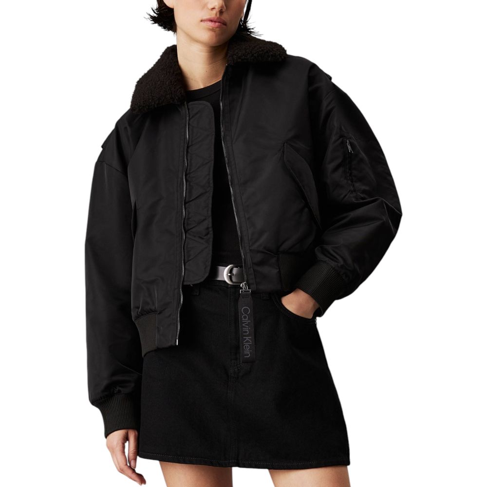 Calvin Klein Jeans – Schwarze Polyesterjacken und -mäntel