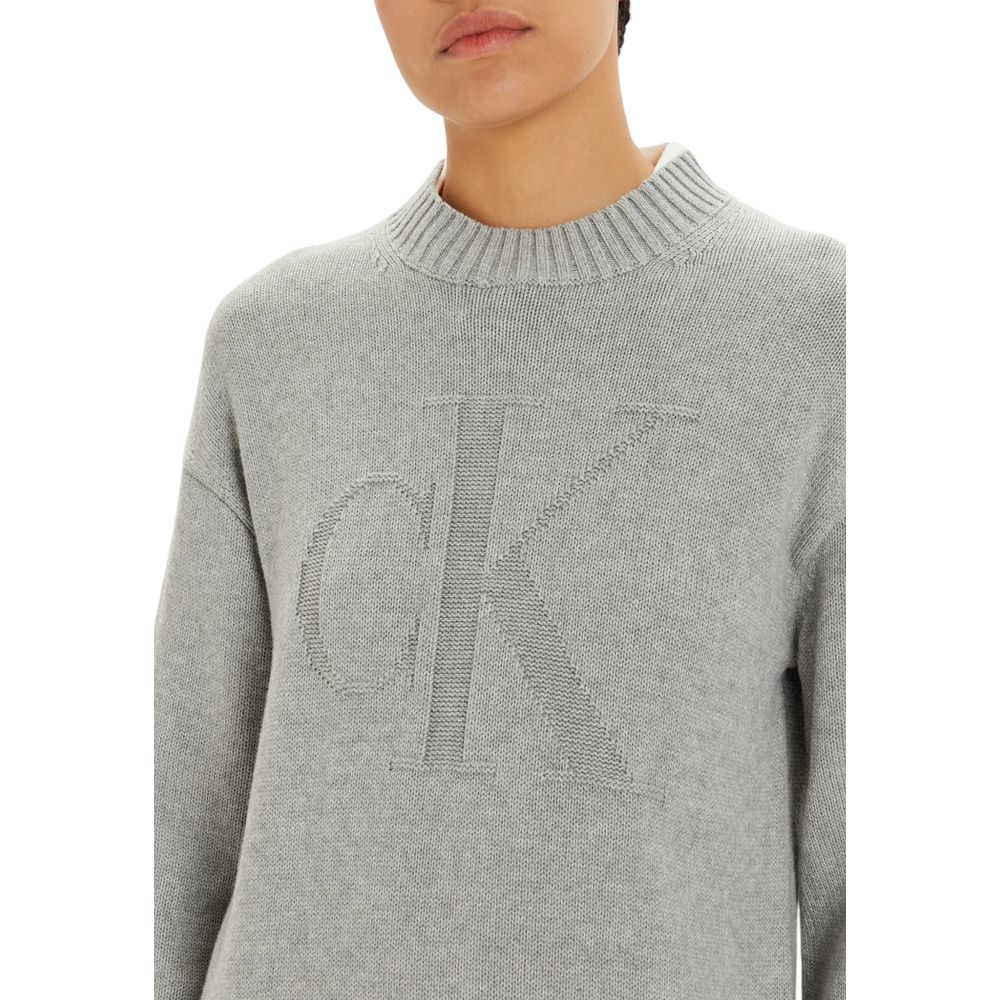 Rochie Calvin Klein Jeans gri din bumbac organic