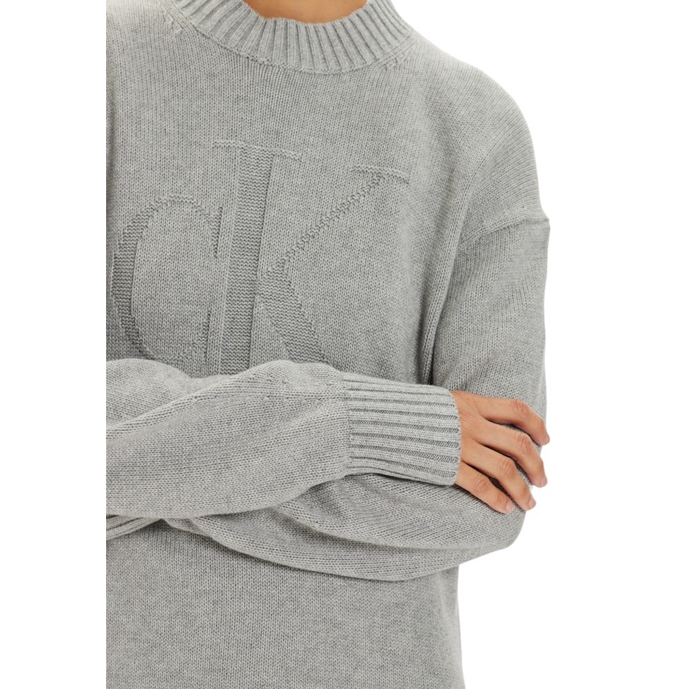Rochie Calvin Klein Jeans gri din bumbac organic