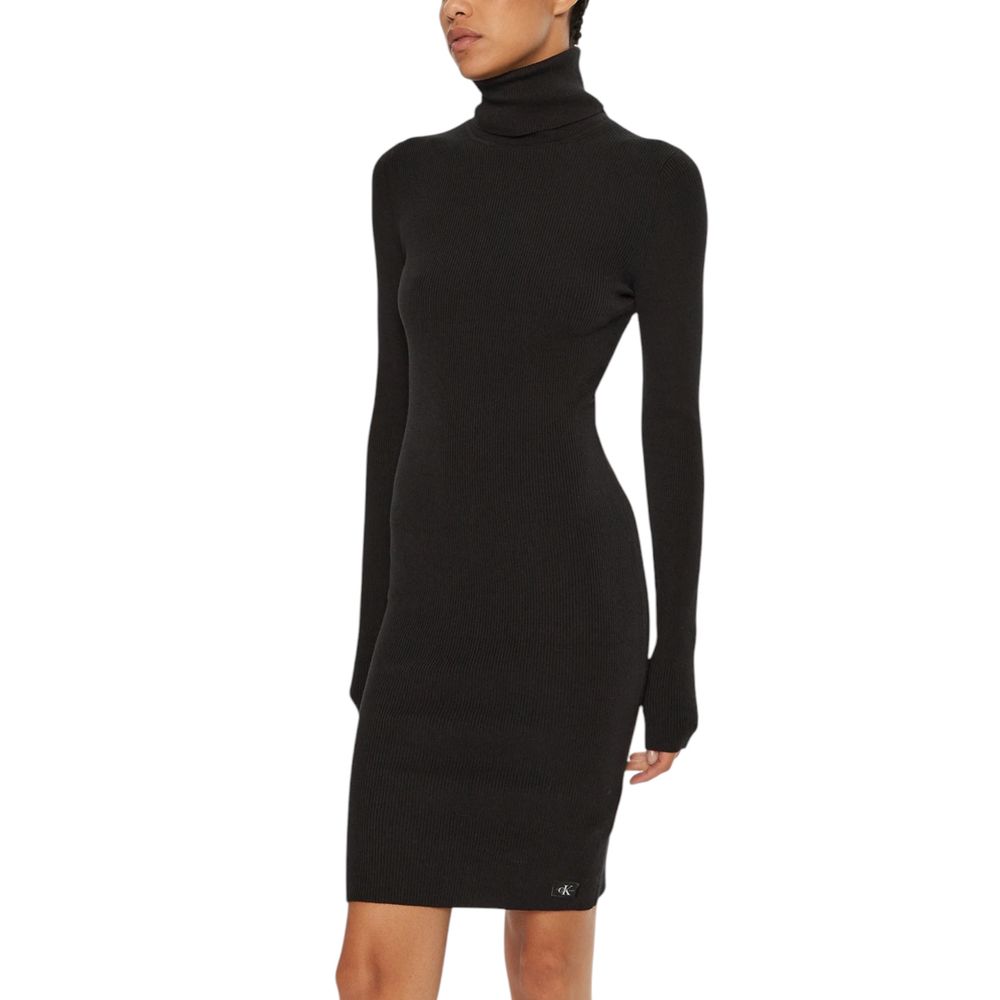 Rochie neagră din bumbac Calvin Klein Jeans