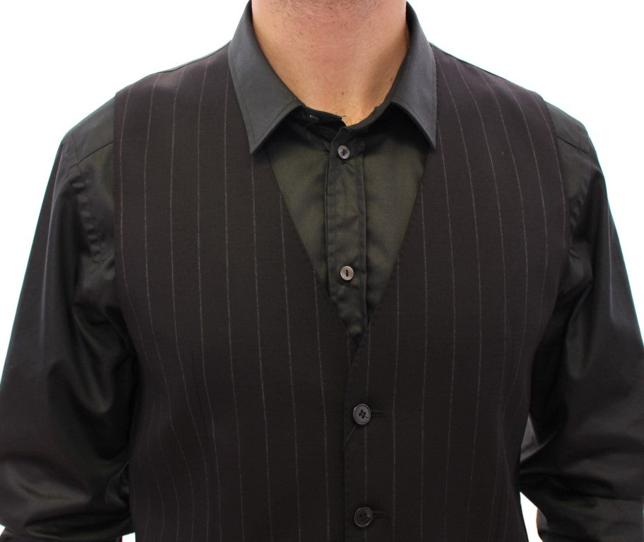 Dolce & Gabbana Elegante schwarz gestreifte Wollweste