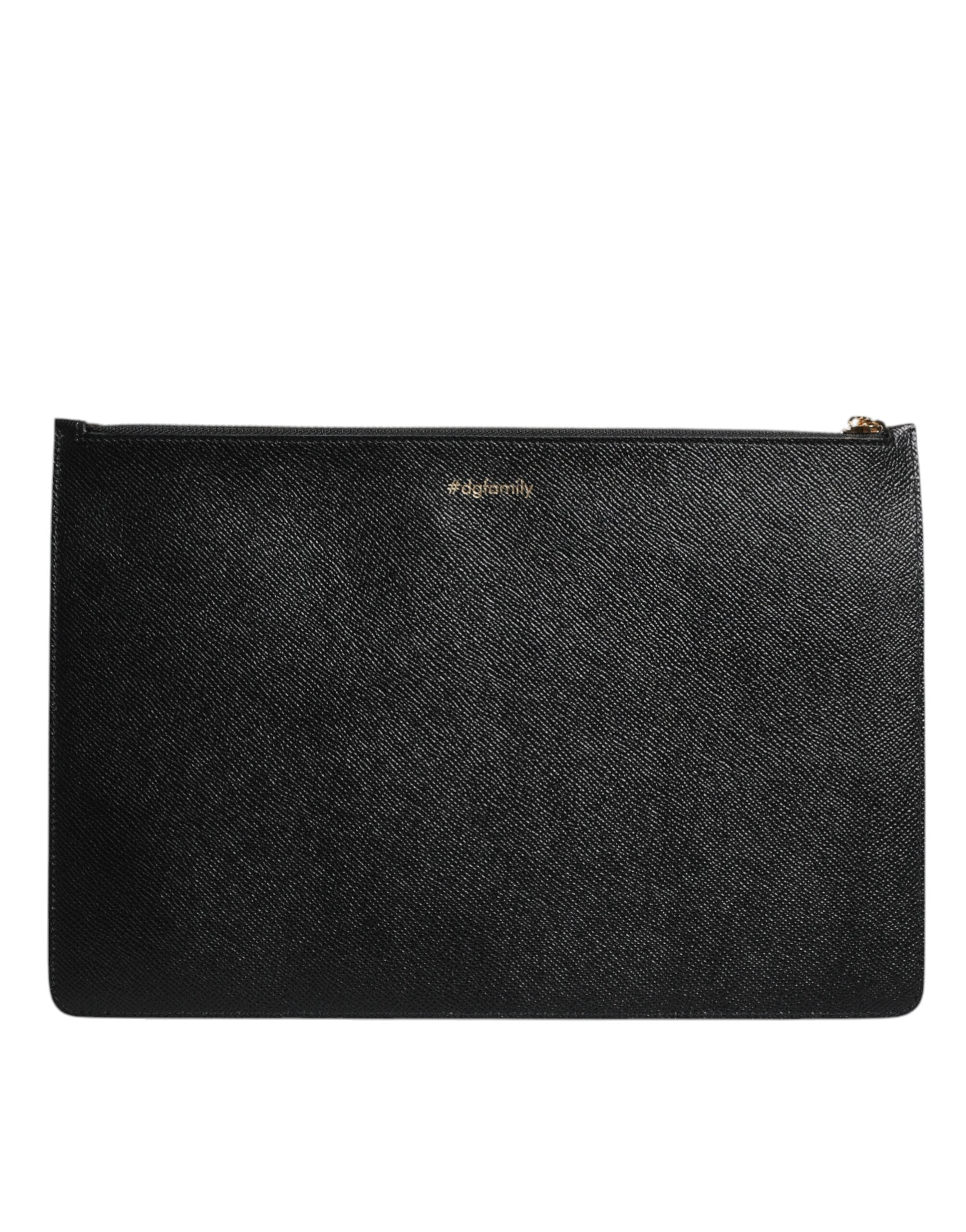 Dolce & Gabbana Schwarze Ledertasche #DGFAMILY mit Verzierung für Herren mit Reißverschluss