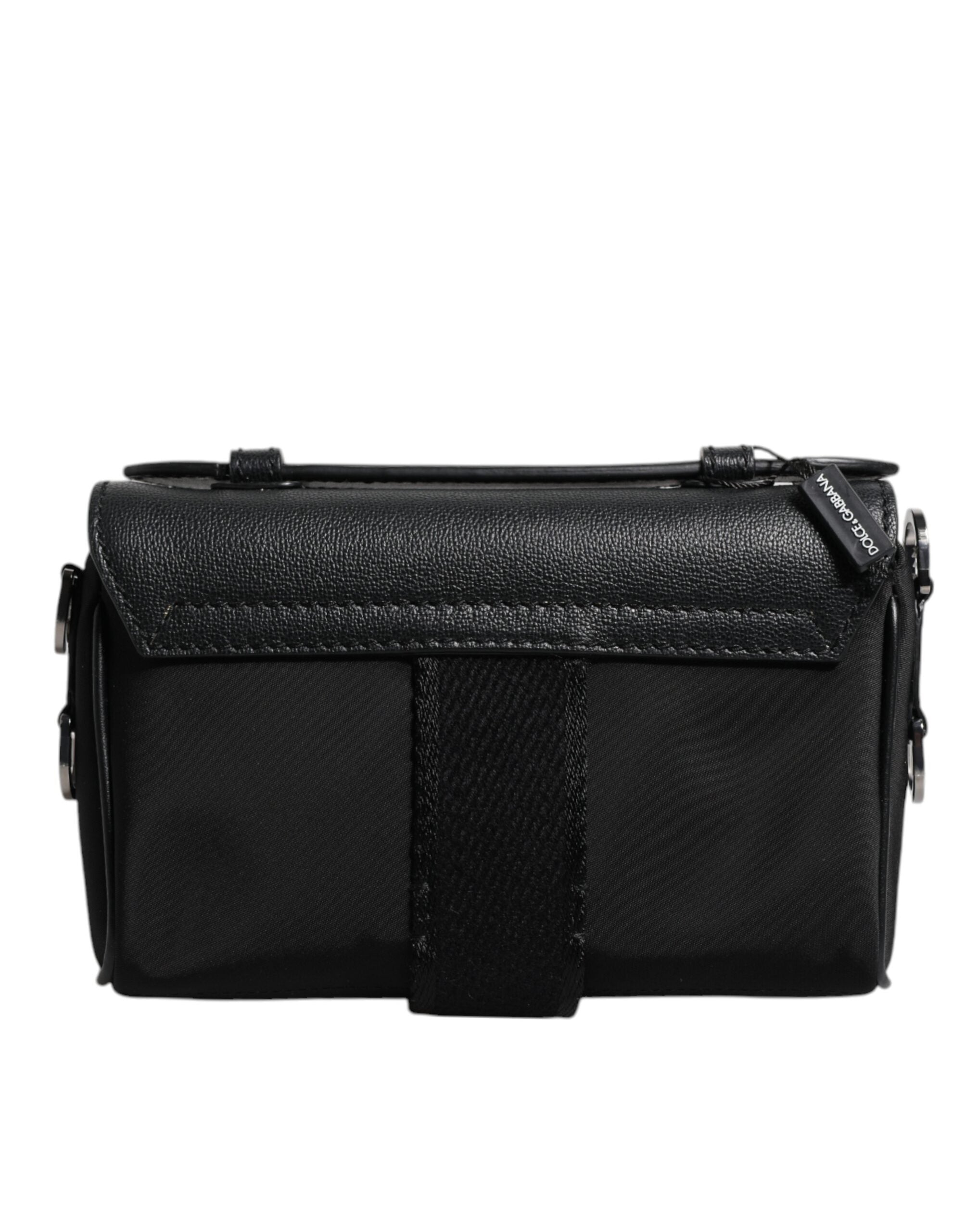 Geantă crossbody din piele cu cataramă și logo negru Dolce & Gabbana