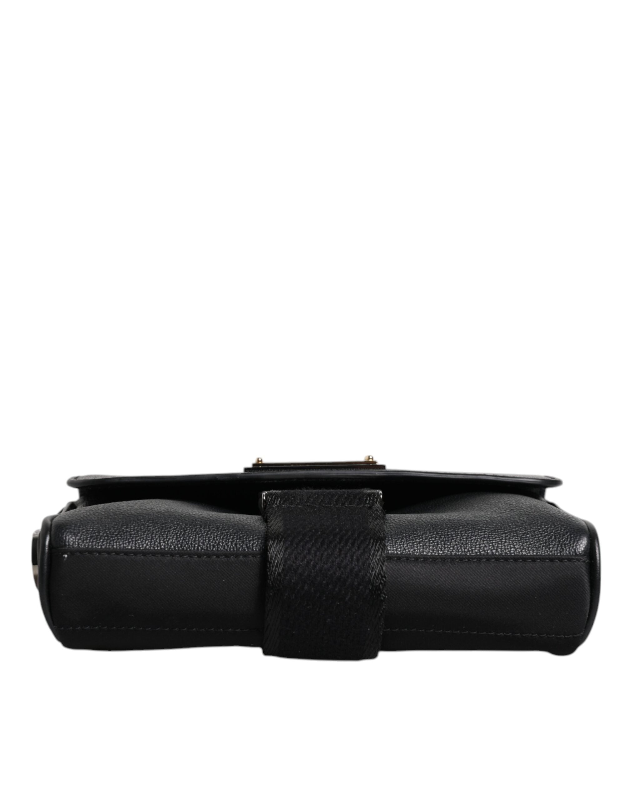 Geantă crossbody din piele cu cataramă și logo negru Dolce & Gabbana