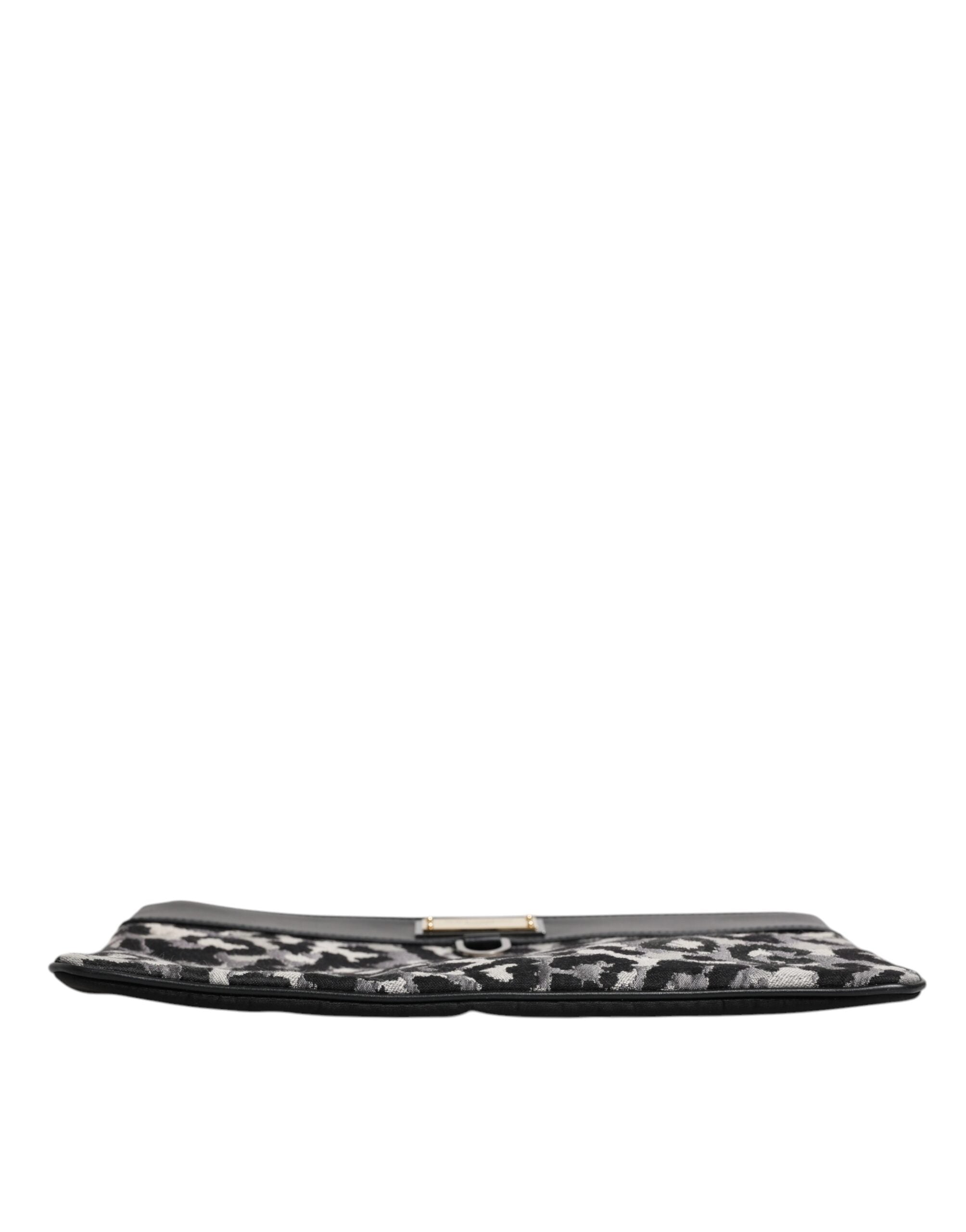Dolce & Gabbana Mehrfarbige Jacquard-Tasche mit Logo-Schild und Leopardenmuster für Herren