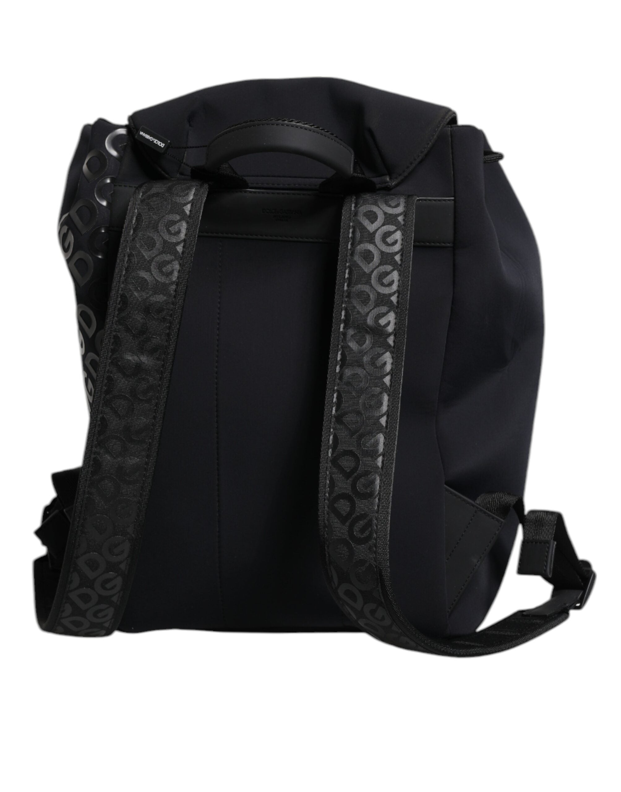 Rucsac școlar Dolce & Gabbana negru din neopren și nailon cu logo DG