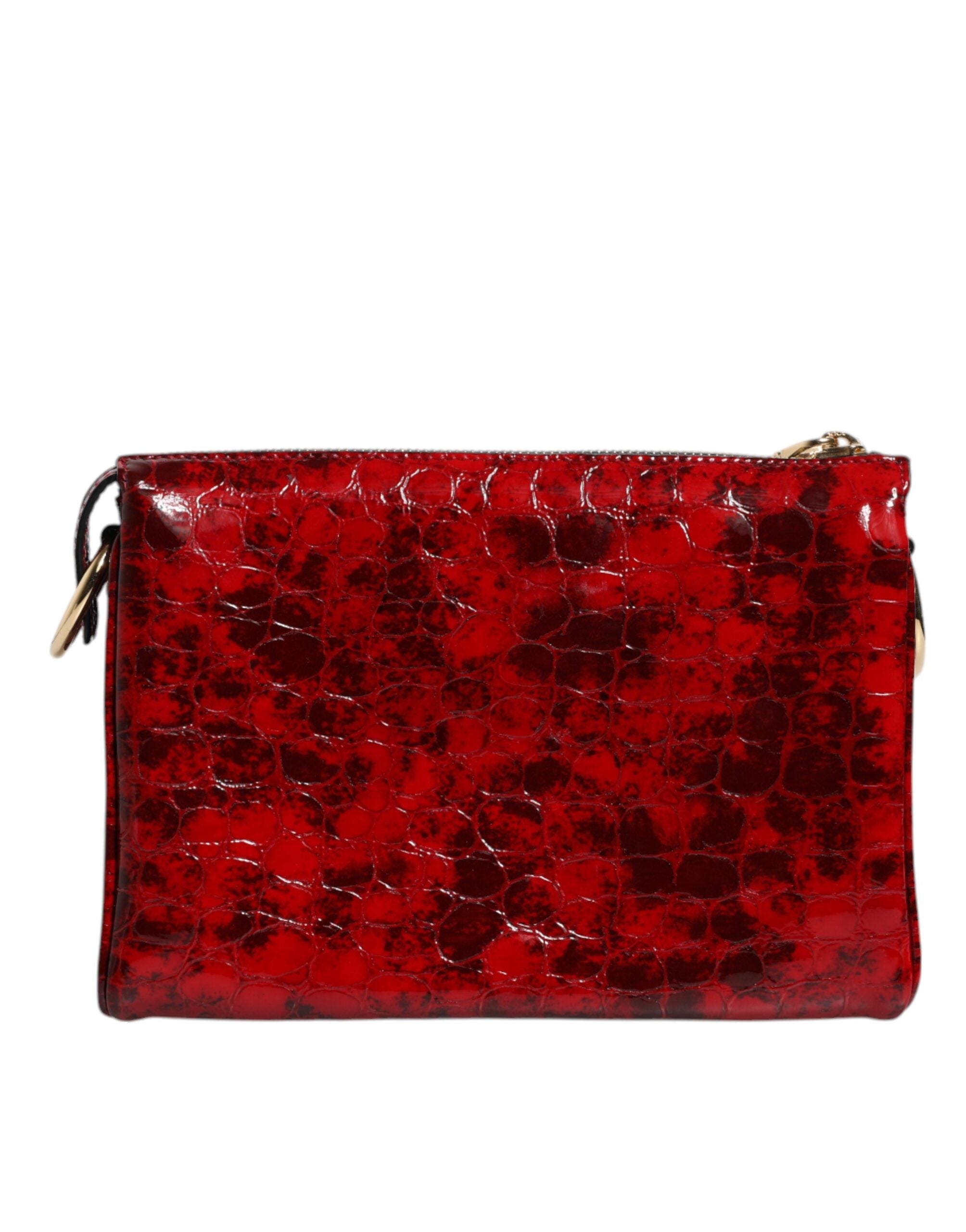 Dolce & Gabbana – Rote Umhängetasche aus exotischem Leder mit DG-Logo für Damen