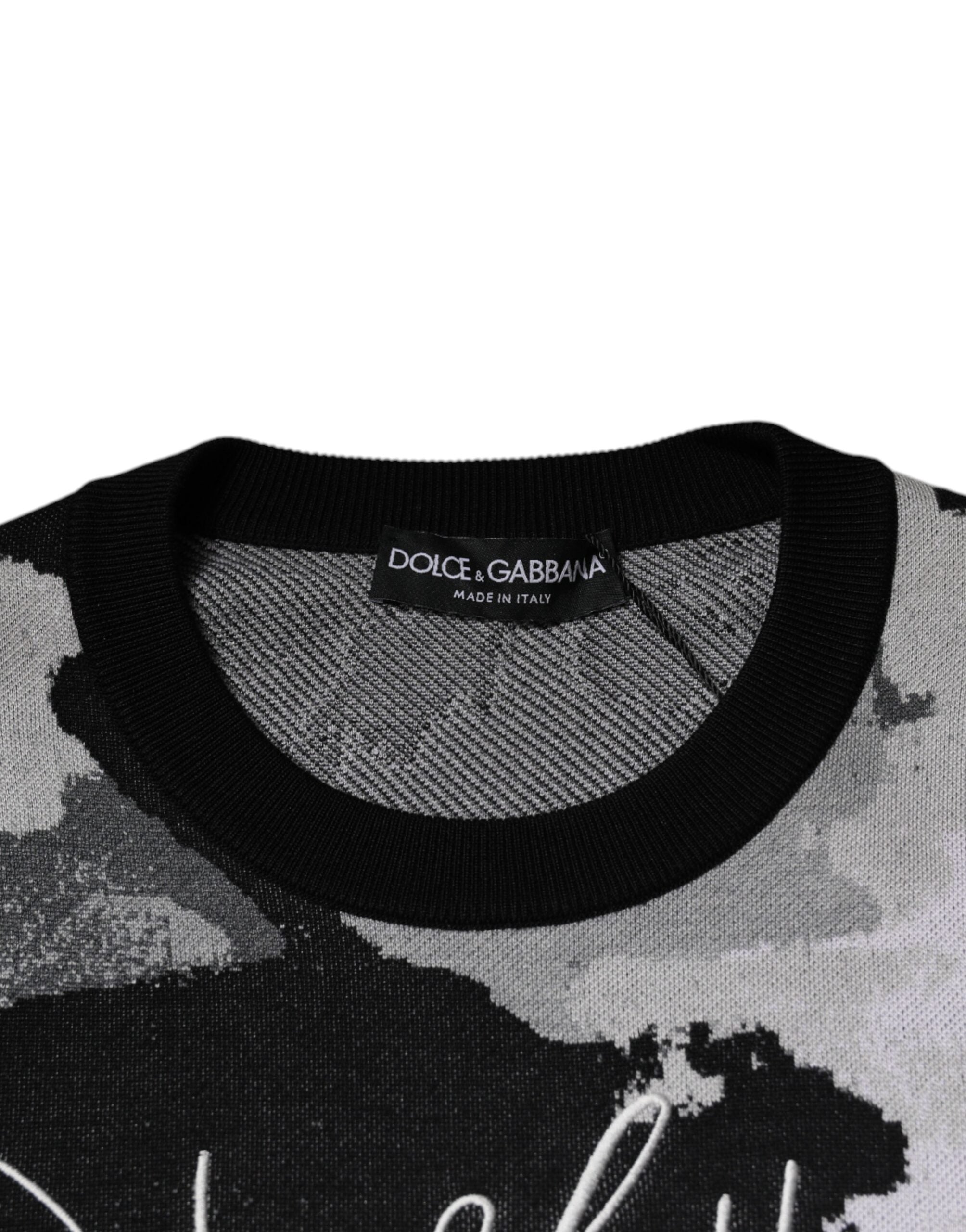 Pulover Dolce & Gabbana Multicolor Camuflaj cu Guler Rotund pentru Bărbați