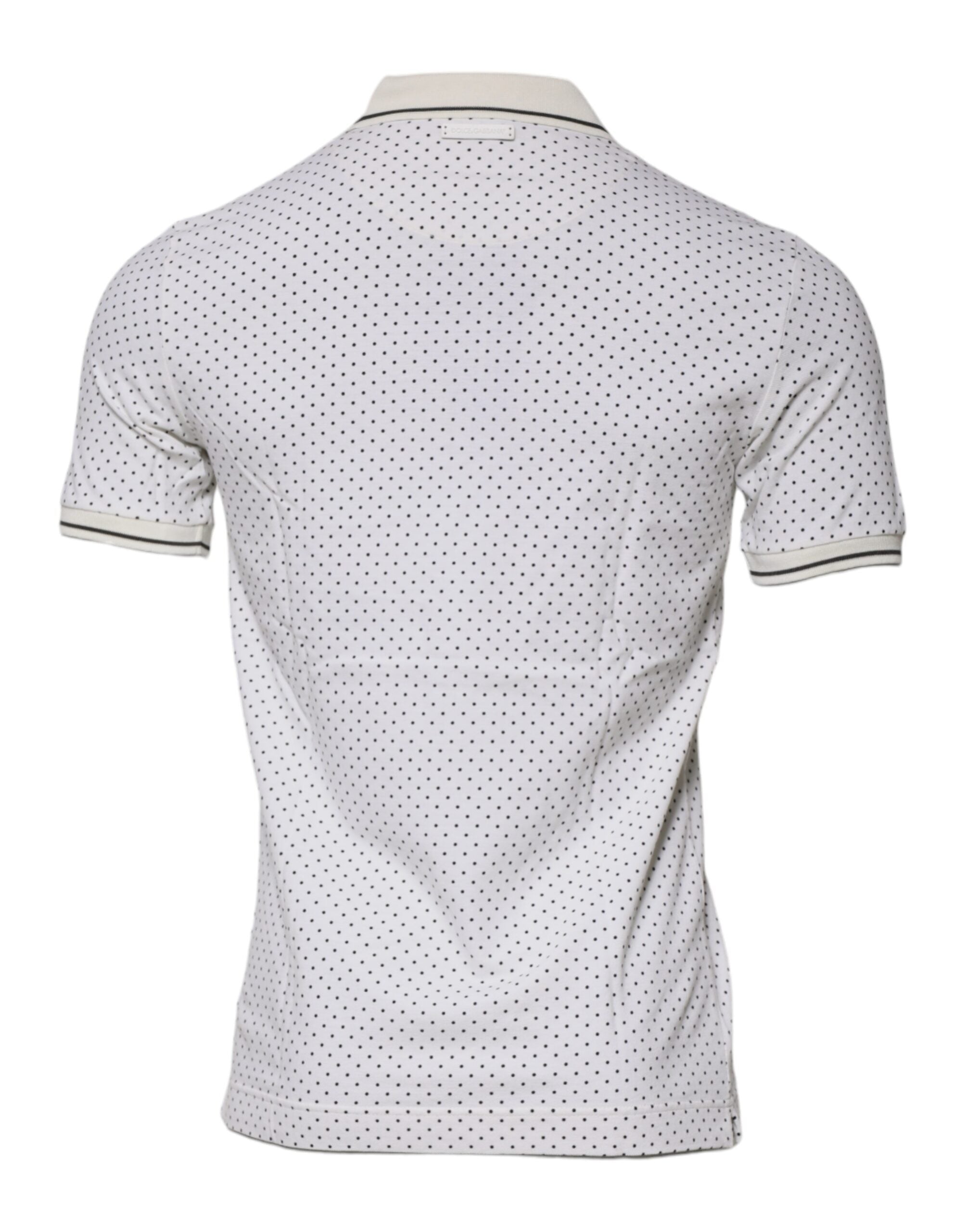 Dolce & Gabbana – Weißes Poloshirt aus Baumwolle mit Kragen und gepunkteten Punkten
