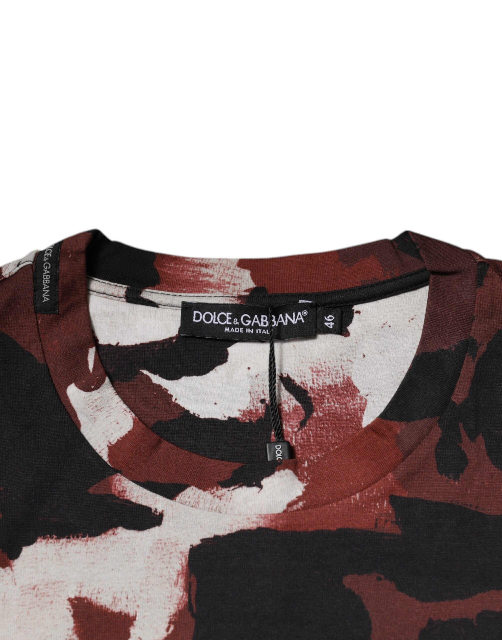 Dolce & Gabbana Mehrfarbiges Camouflage-T-Shirt mit Rundhalsausschnitt