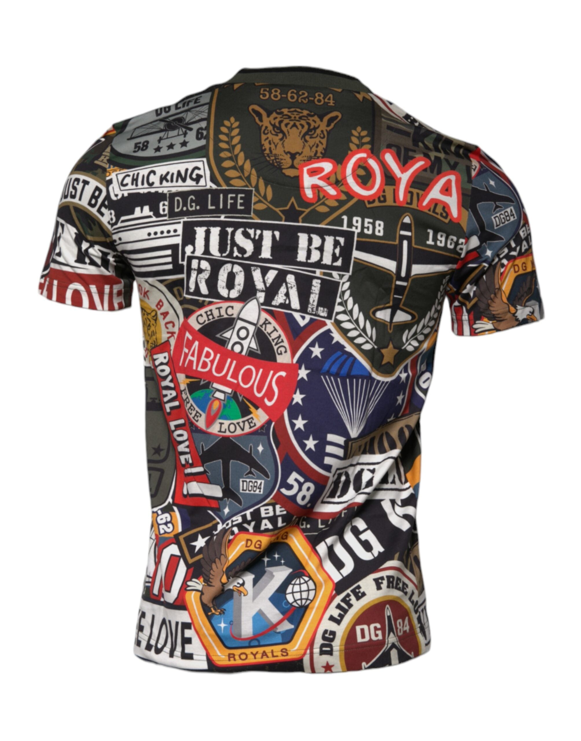 Dolce & Gabbana – T-Shirt aus Baumwolle mit Rundhalsausschnitt und mehrfarbigem Grafikdruck