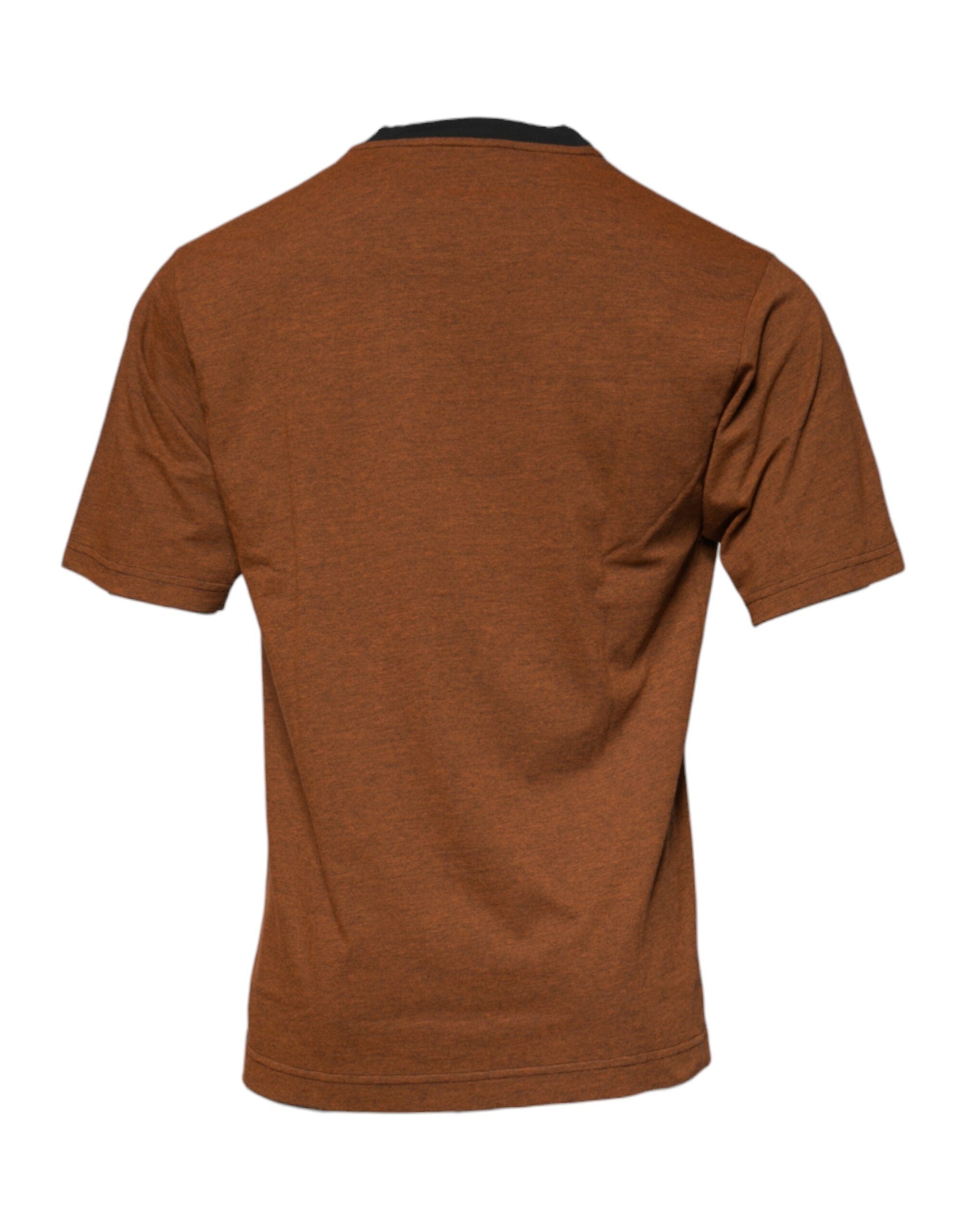 Dolce & Gabbana Braunes T-Shirt aus Polyester mit Rundhalsausschnitt und DG-Logo