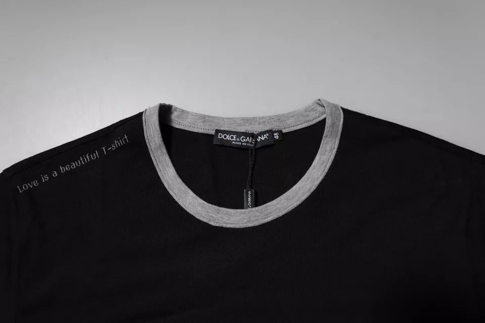 Dolce & Gabbana Schwarzes Logo-T-Shirt aus Baumwolle mit Rundhalsausschnitt für Herren