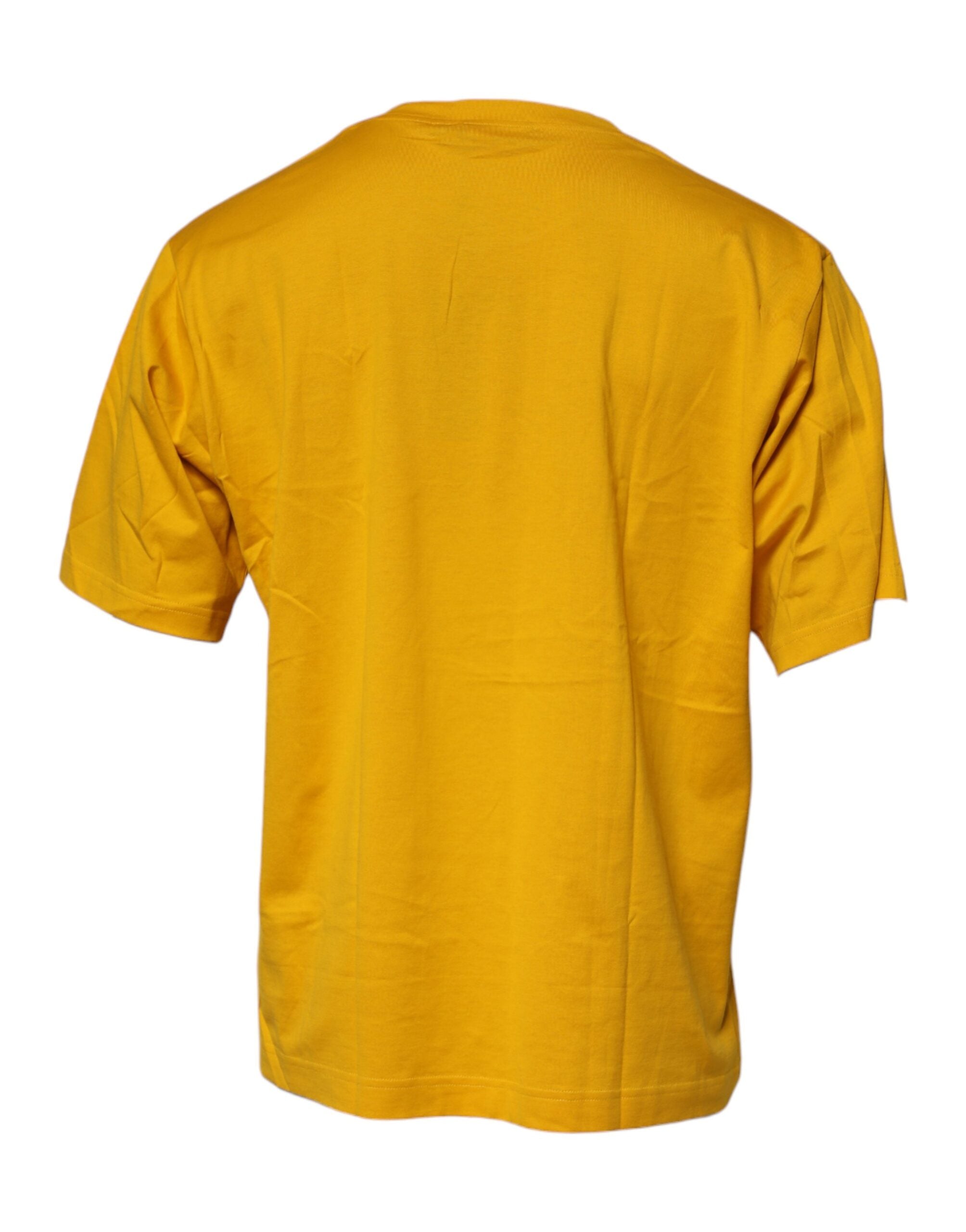 Dolce & Gabbana Dunkelgelbes Logo-Baumwoll-T-Shirt mit Rundhalsausschnitt für Herren