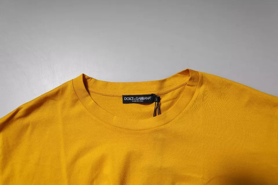 Dolce & Gabbana Dunkelgelbes Logo-Baumwoll-T-Shirt mit Rundhalsausschnitt für Herren